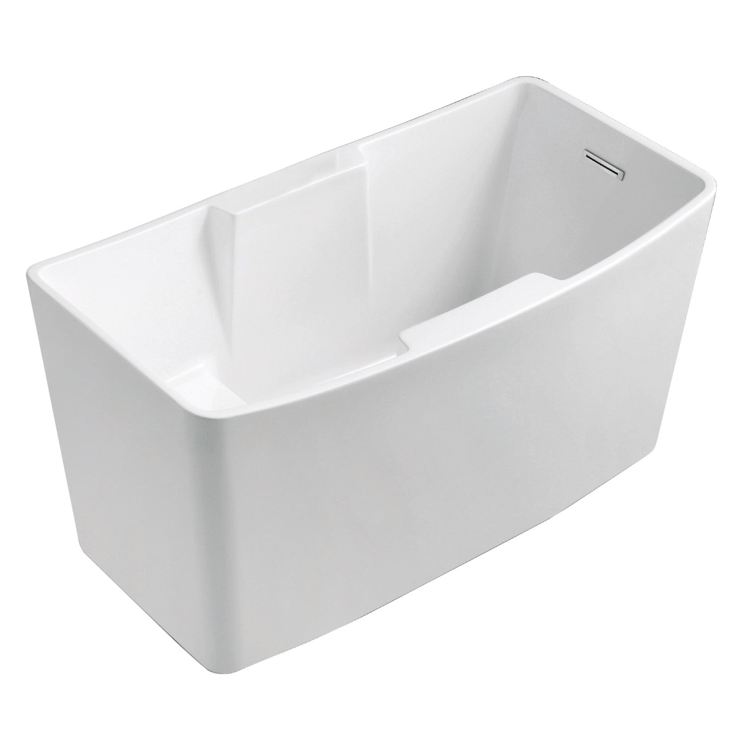 Aqua Eden 51 Inch Acrylic Freestanding Bathtub - Glossy White Rectangular Double Slipper Tub with Drain & Built-in Seat | Perfect for Spa-Like Bathroom Relaxation & Luxury Home Decor
