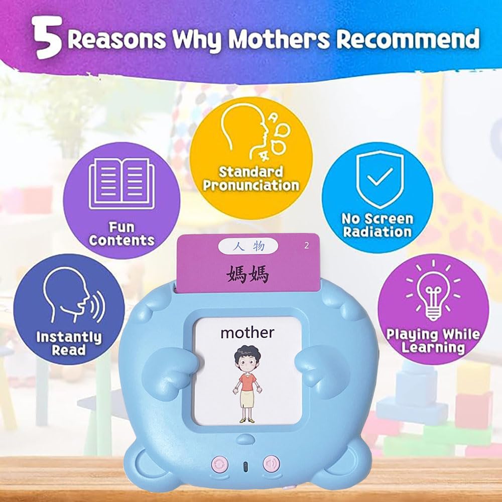 RT&BS Trilingual Talking Flash Cards - Cantonese, Mandarin & English Learning Toy with 510 Sight Words for Toddlers | Educational Language Flashcards for Kids, Perfect for Home & Classroom Use