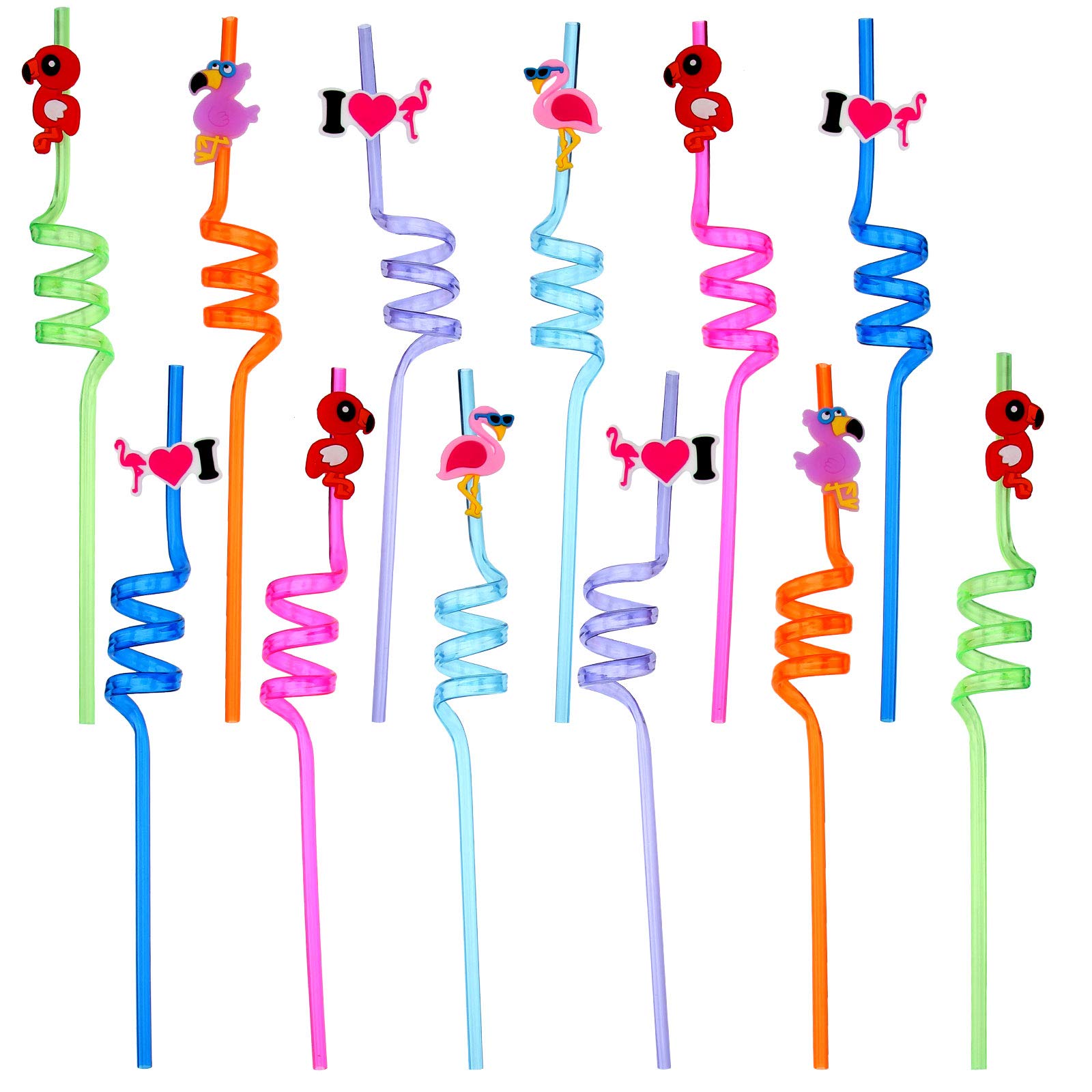 PRETYZOOM 12pcs Disposable Juice Straws - Colorful Plastic Drinking Straws for Beverages, Smoothies & Cocktails - Perfect for Parties, Picnics & Home Use (Assorted Colors)