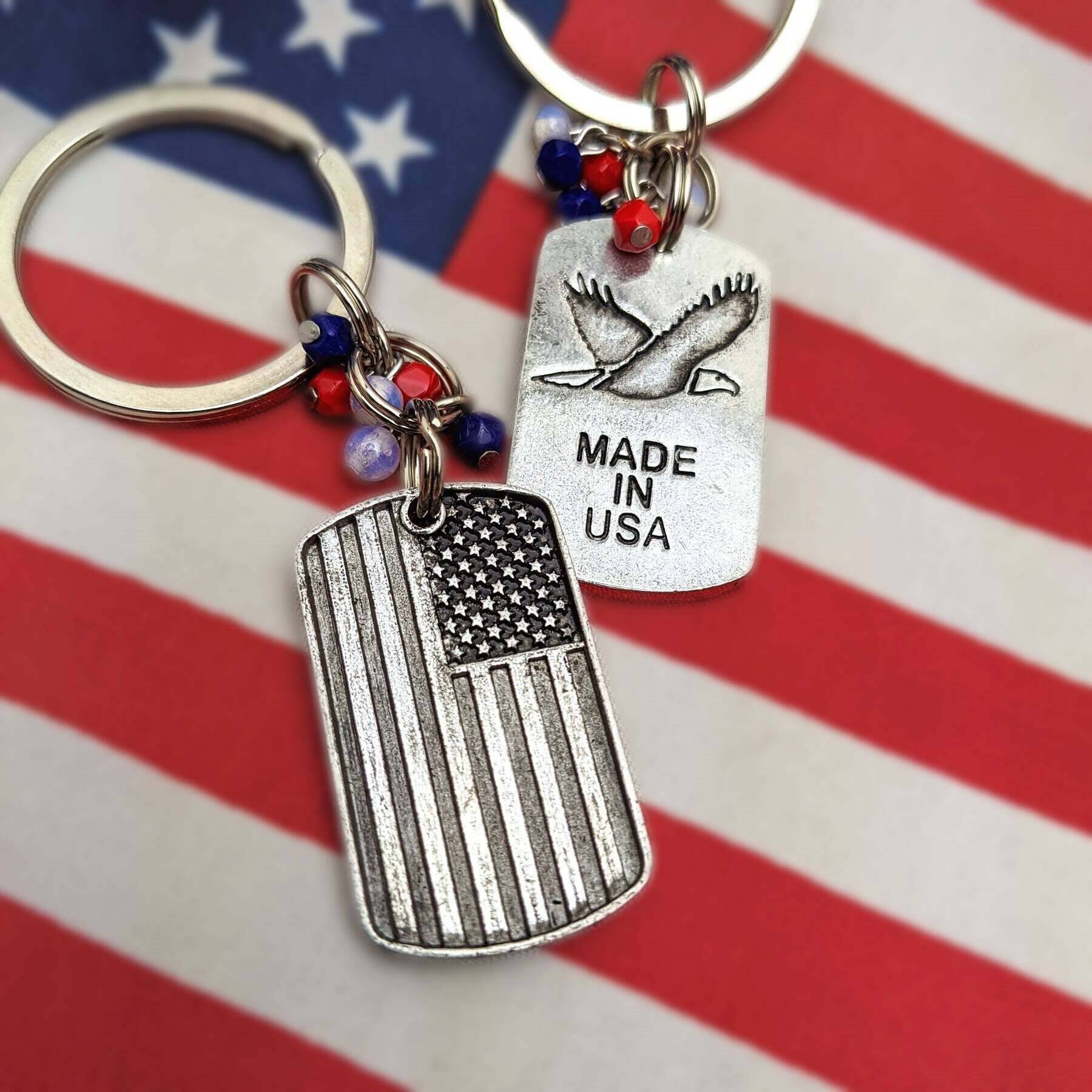 1928 Patriotic Jewelry - American Flag & Eagle Keychain - Made in USA - Perfect for Gifts, Keychains, and Patriotic Accessories