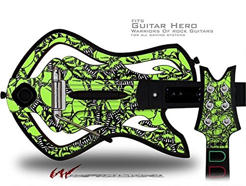 Scattered Skulls Neon Green Decal Skin for Warriors of Rock Guitar Hero Controller - Replacement Vinyl Sticker (Guitar Not Included) | Perfect for Customizing Your Gaming Setup & Rock Concerts