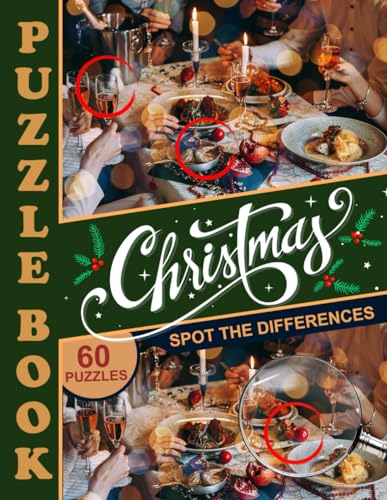 Christmas Spot The Difference Puzzle Book for Kids, Teens & Adults - Fun Holiday Activity Game for Family & Friends - Perfect Gift for Birthdays, Christmas & Stocking Stuffers - Great for Travel, Party Games & Brain Training
