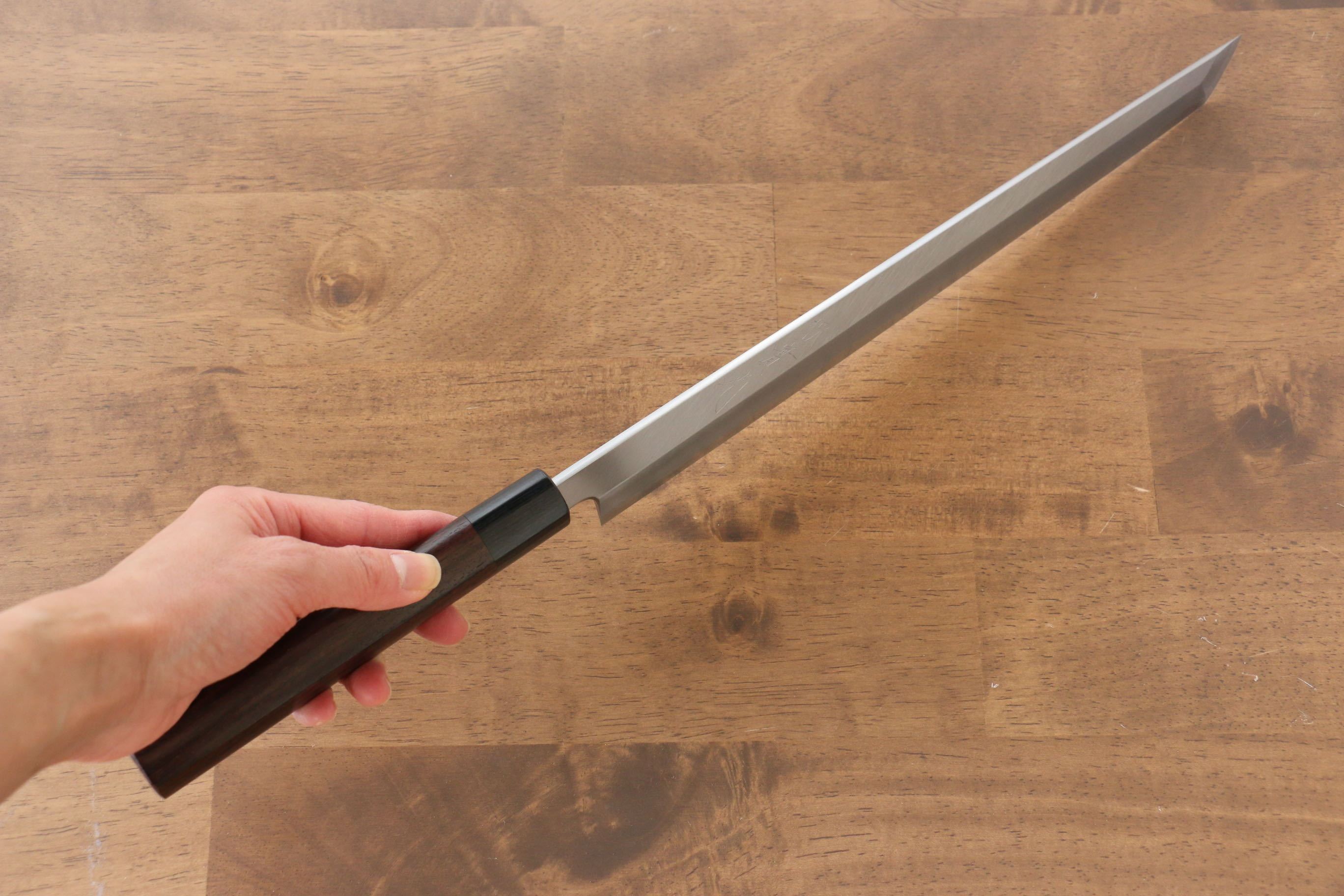 Jikko White Steel No.2 Sakimaru Yanagiba 300mm Japanese Sushi Knife with Premium Ebony Handle - Perfect for Sushi Chefs & Professional Japanese Cuisine Preparation