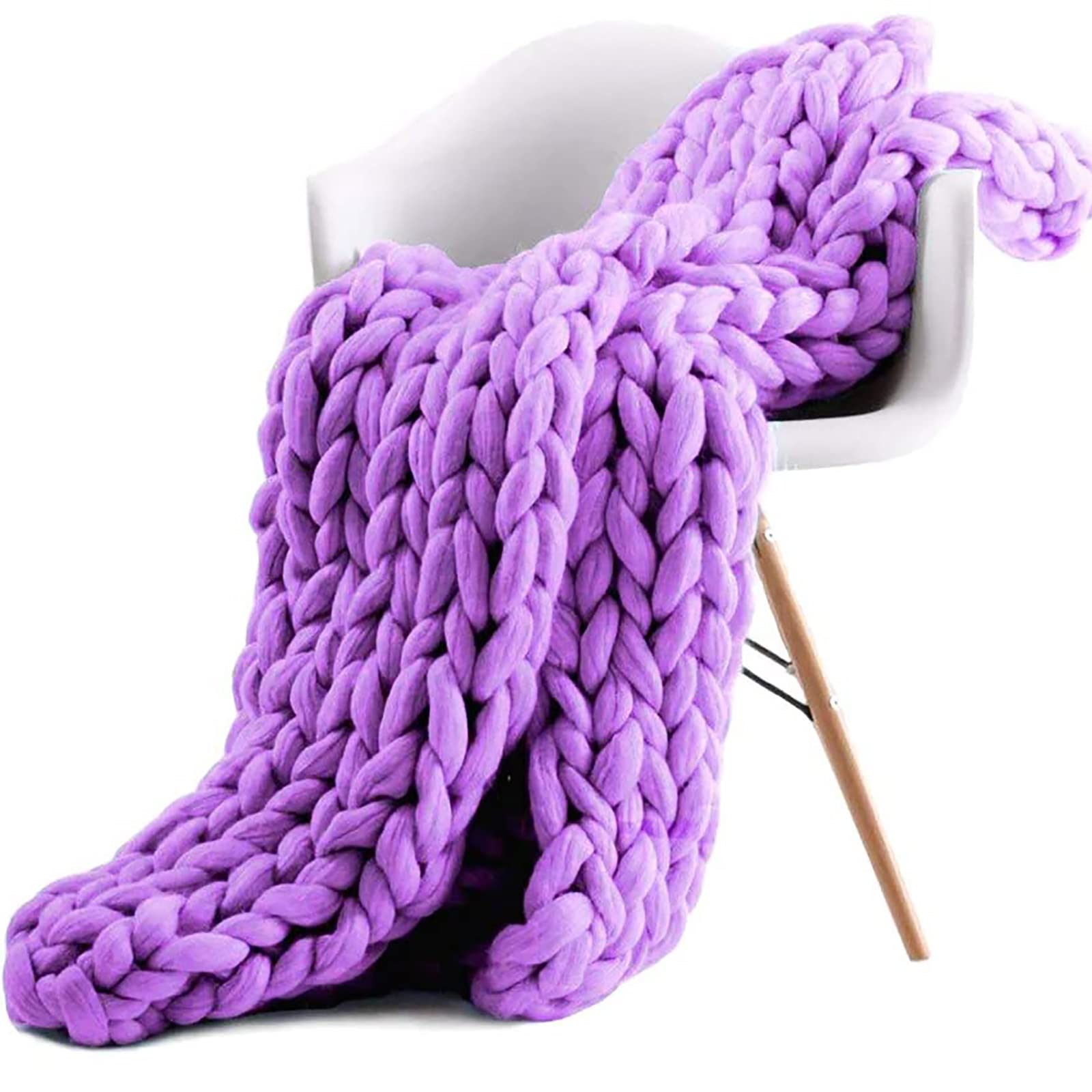 Chunky Knit Blanket - Handmade Soft Cotton Throw for Bed, Sofa & Pet - Warm Arm Knit Blanket for Bedroom, Living Room & Yoga - Cozy Home Decor Gift