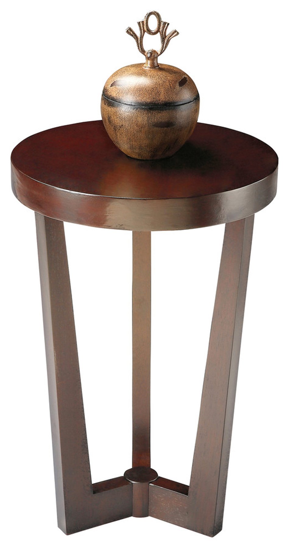 Elegant Butler Specialty Round Accent Table in Rich Merlot Finish - Perfect for Living Room, Bedroom, or Entryway Decor
