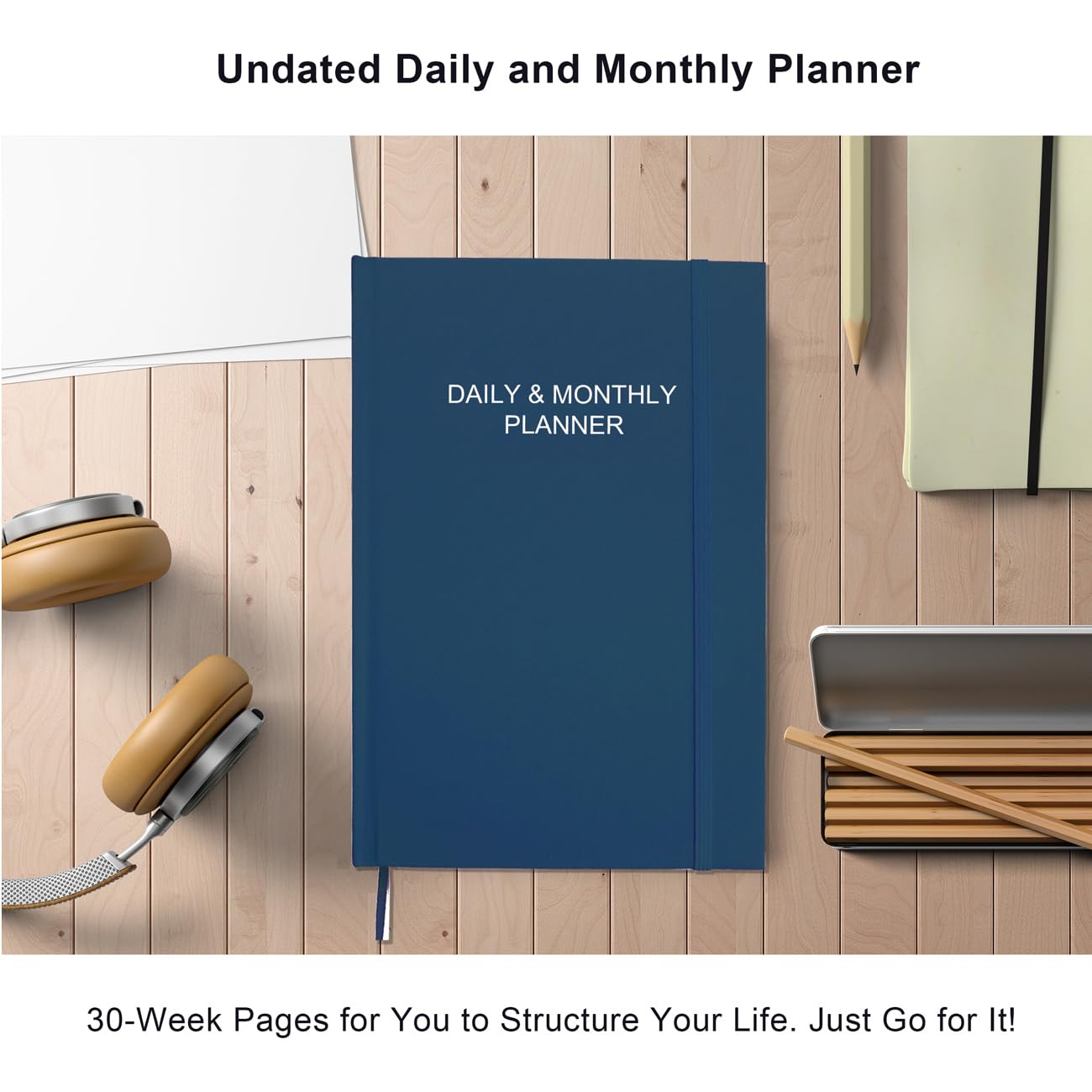2025 ADHD Daily & Monthly Planner - Undated Two Pages Per Day Focus Planner for Goal Achievement, 5.8''×8.3'' Blue | Perfect for Students, Professionals & Busy Moms to Organize Tasks & Reduce Stress