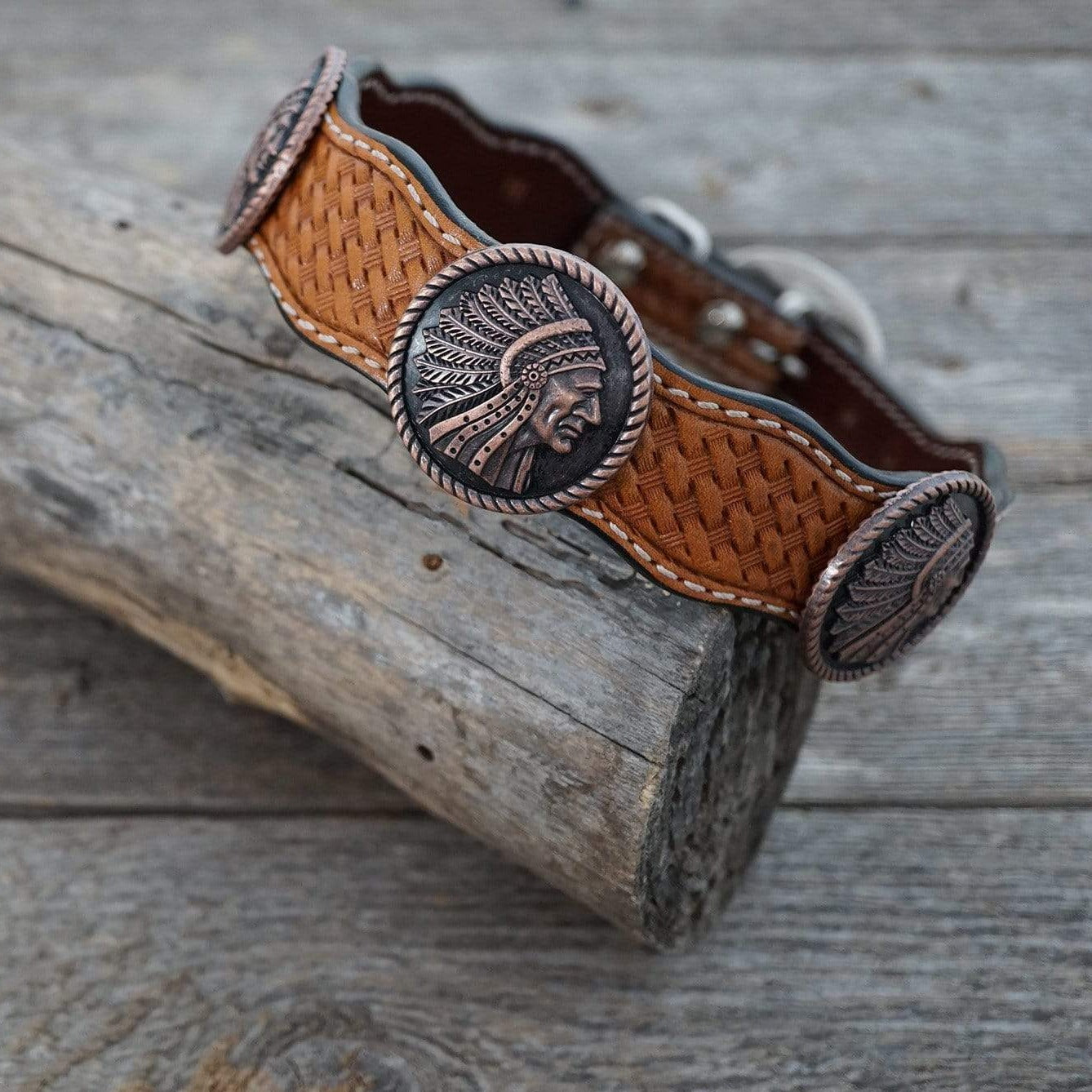 Premium Light Oil Leather Dog Collar - Adjustable 18