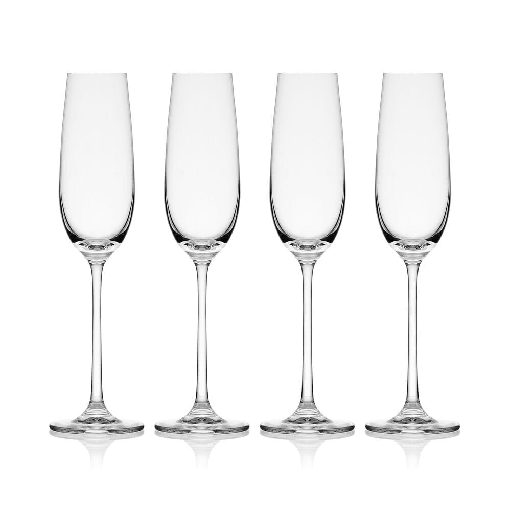 Premium Lana Set of 4 Crystal Champagne Flutes - Elegant Glassware for Weddings, Parties & Celebrations