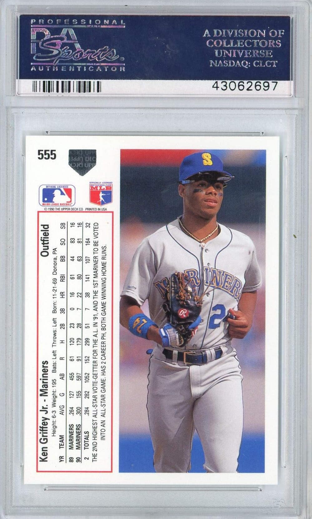 1991 Upper Deck Ken Griffey Jr #555 Baseball Card PSA 10 Gem Mint - Rare Collectible for Sports Memorabilia Enthusiasts & Investment - Perfect for Display, Trading, and Baseball Card Collections
