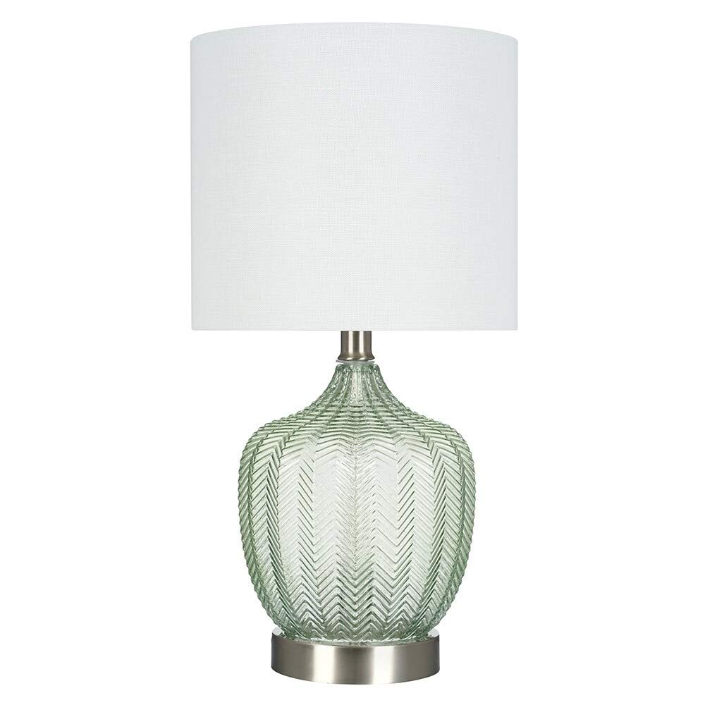 Green Glass Accent Lamp with LED Bulb - 18 Inch Modern Table Light for Living Room, Bedroom, or Office Decor | Blue Transitional Style Lighting Fixture