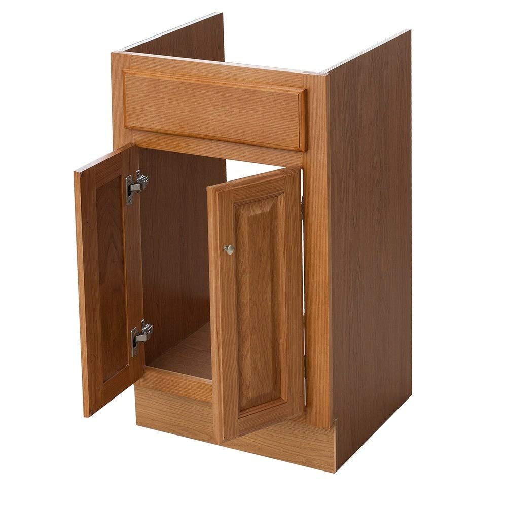 18x16 Small Honey Amber Raised Panel Bathroom Vanity - Elegant Storage Solution for Powder Rooms & Master Baths (Perfect for Small Spaces & Apartment Living)