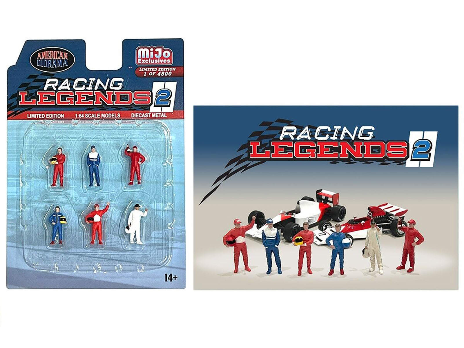 American Diorama 1/64 Scale Racing Legends 2 Diecast Car Set - 6 Piece Limited Edition (Only 4800 Worldwide) with Driver Figures - Perfect for Collectors, Model Displays & Racing Enthusiasts