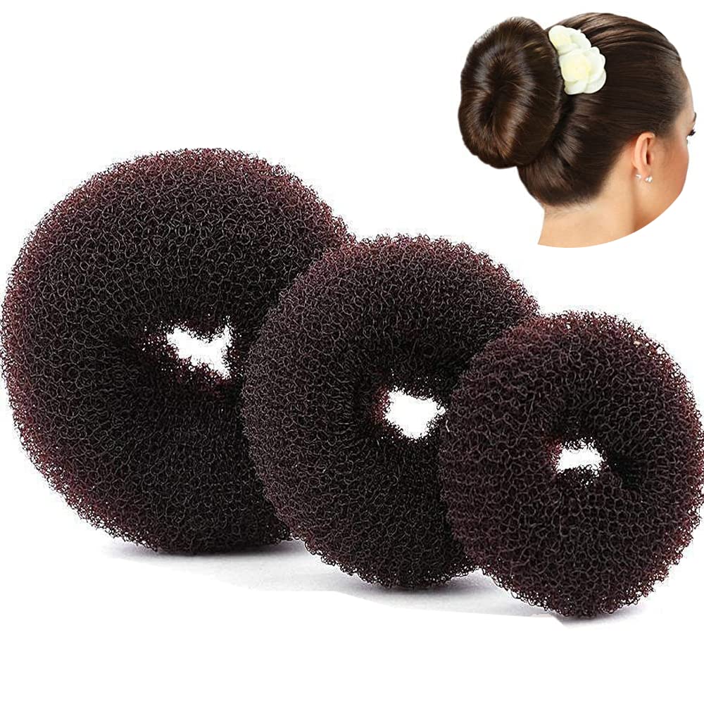 3-Piece Black Hair Donut Bun Maker Set - Small, Medium & Large Sizes for Perfect Buns & Updos | Hair Accessories for Women & Girls | Great for Weddings, Prom & Everyday Styling
