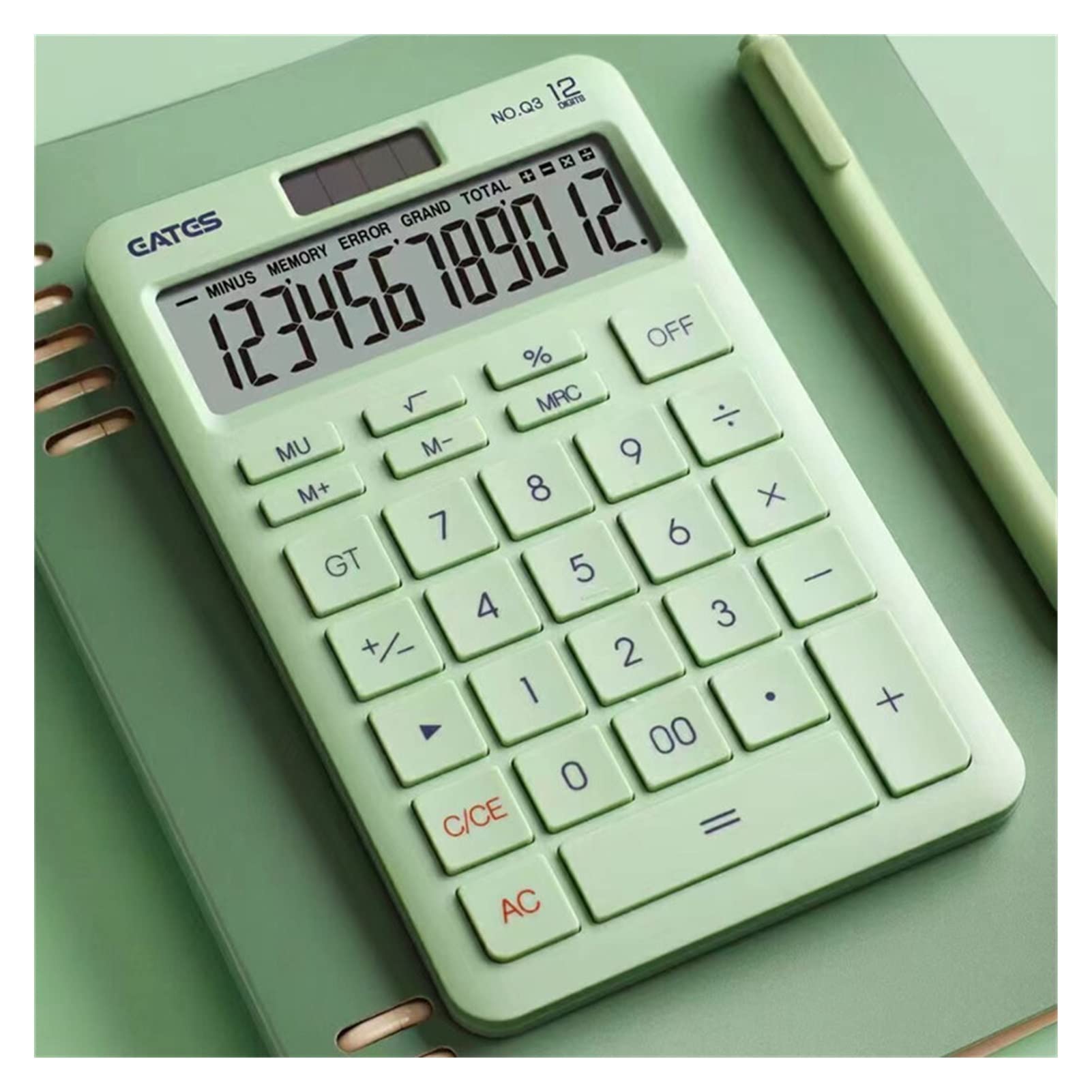 12-Digit Solar Calculator for School, Office & Business - Blue