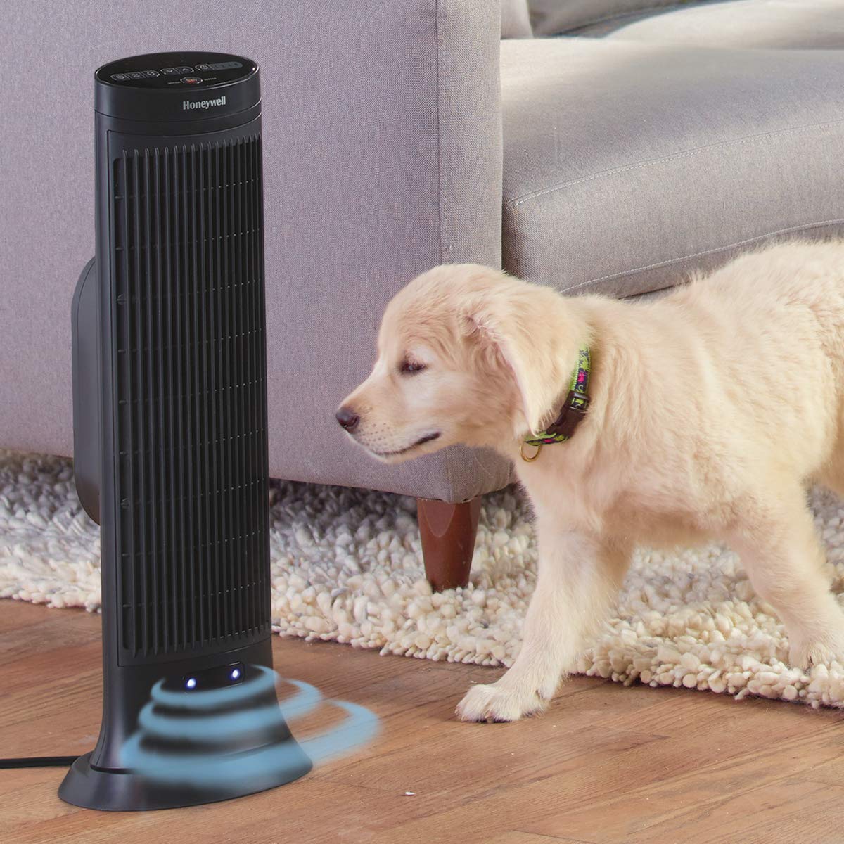 Honeywell Safeguard Motion Sensor Ceramic Space Heater for Large Rooms - Black Tower Heater with 2 Heat Settings & Energy Efficient Design | Perfect for Bedroom, Office & Living Room Heating