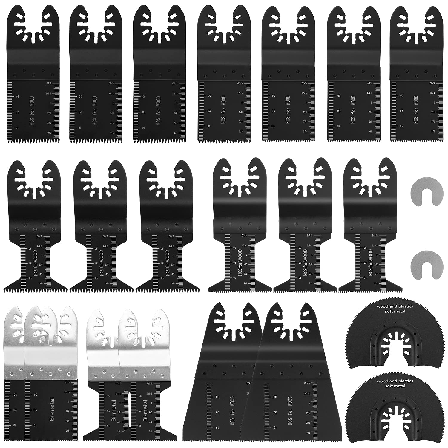 TechKen 22-Piece Oscillating Tool Blades Set - Universal Quick Release Multi Tool Blades for Wood & Metal Cutting - Compatible with Porter Cable, Black & Decker, Rockwell, Ridgid, Ryobi, Milwaukee, Dewalt, Chicago, Craftsman - Perfect for DIY Projects, Home Renovations & Professional Woodworking