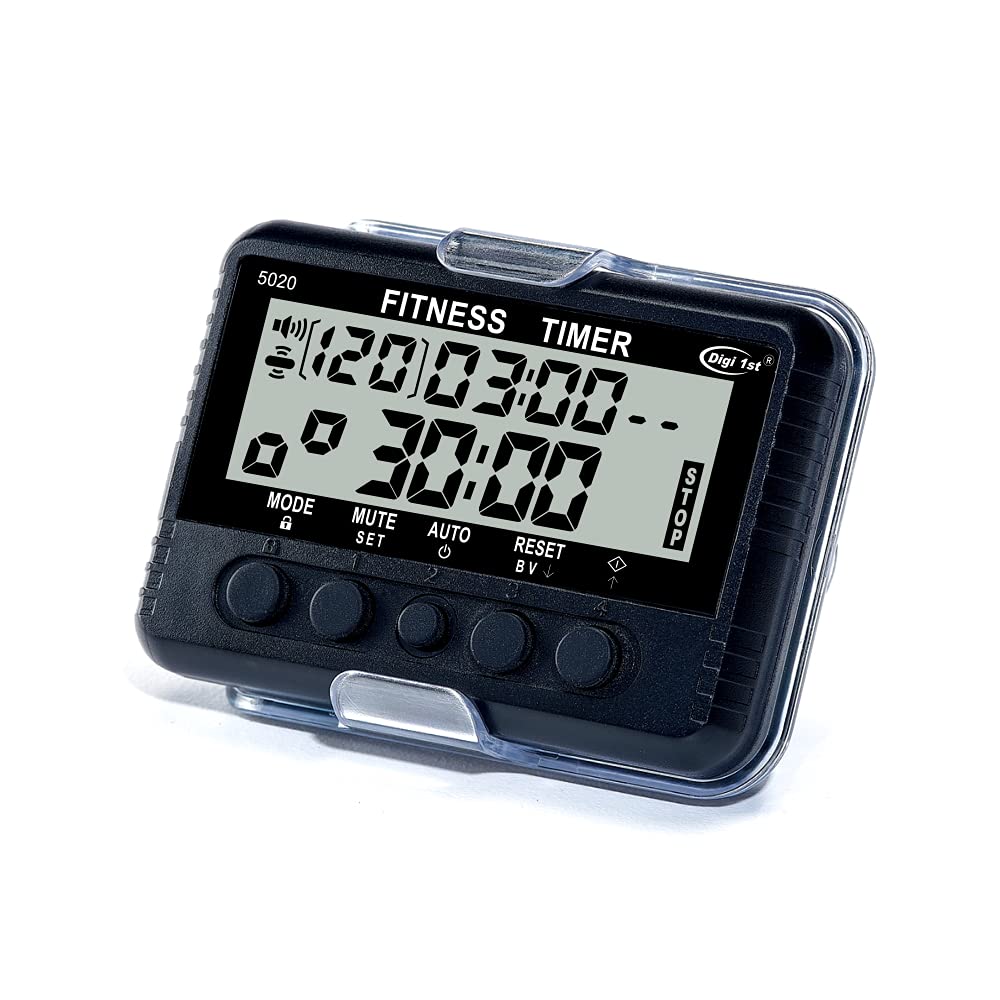 T-5020 Fitness Interval Timer - Multi-Functional Workout Timer with Pacer for HIIT, Boxing, CrossFit & Circuit Training | Black Sports Timer for Gym & Home Workouts