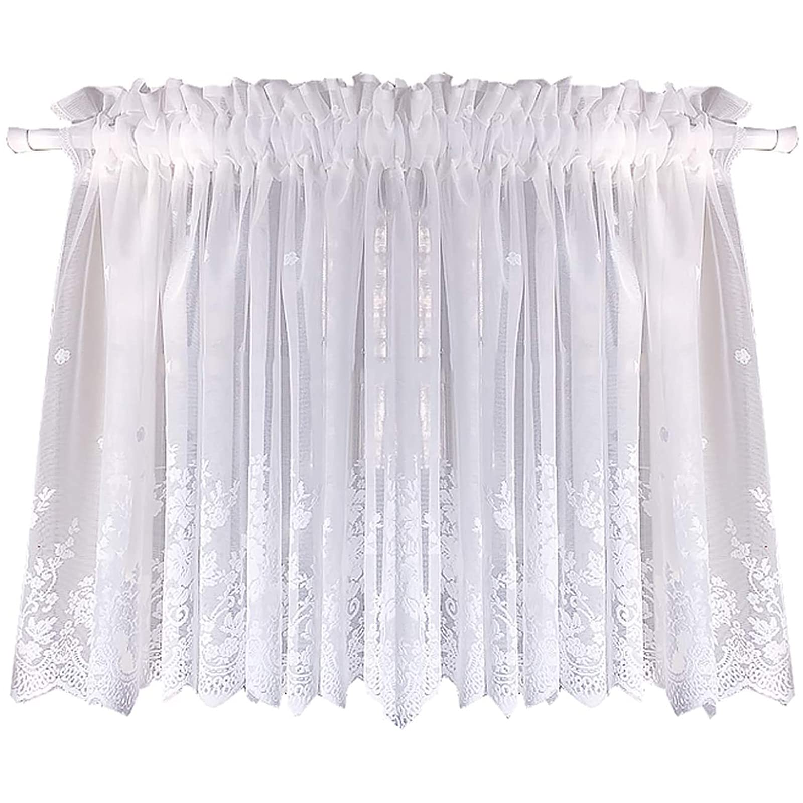 Embroidered Voile Sheer Cafe Curtains for Kitchen, Bathroom & Living Room - Decorative Drapes & Valances for Dining Room & Home Decor | Perfect for Privacy, Sun Filtering & Stylish Window Treatments