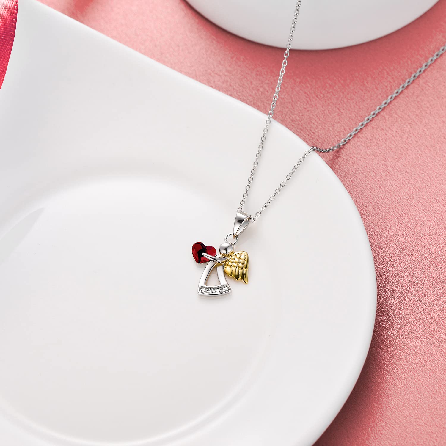 AOBOCO 925 Sterling Silver Guardian Angel Pendant Necklace for Women - Elegant Birthday Gift, Christmas Present, Graduation Jewelry - Perfect for Daily Wear, Special Occasions & Spiritual Protection