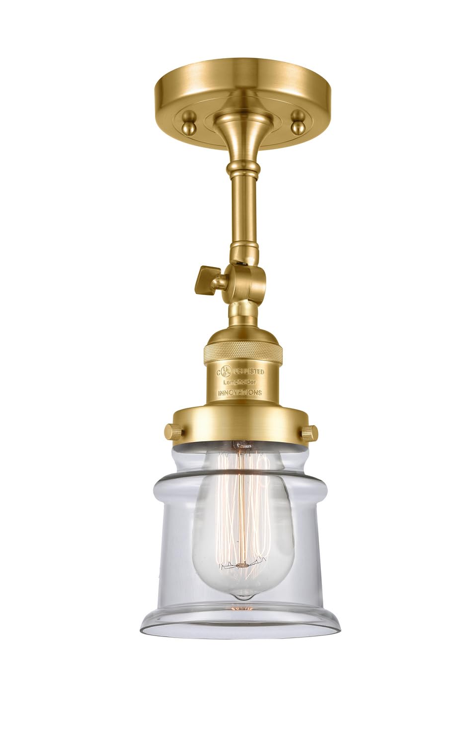 201F-SG-G182S-LED Bare Bulb 1 Light Cord Set in Satin Gold Finish - Vintage Style Edison Bulb Lighting for Home Decor, Cafe, Restaurant & Retail Display