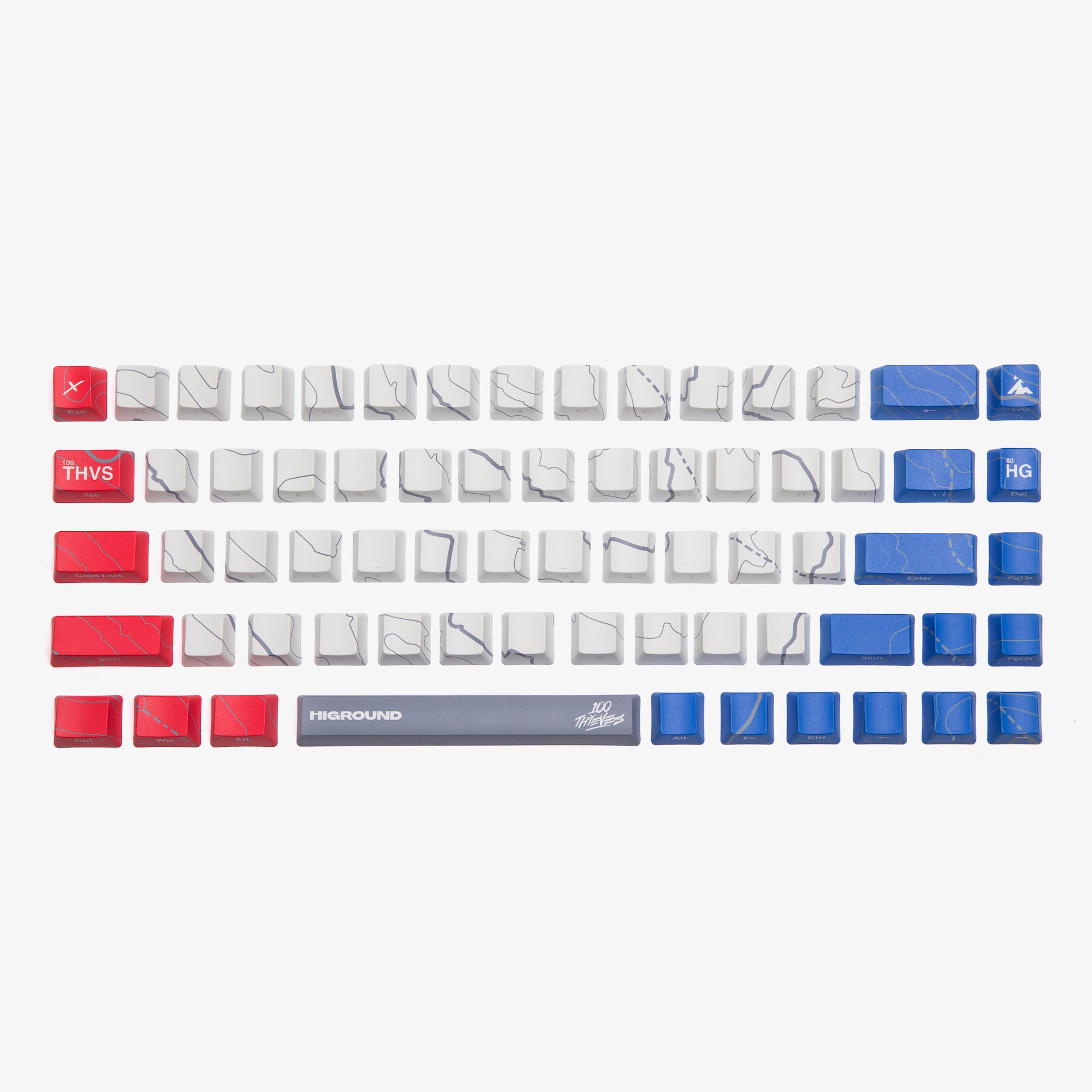 100T x HG 68 Keycaps Set - PBT Dye-Sub Keycaps for Mechanical Keyboards (68 Keys) - Perfect for Gaming, Typing & Office Work