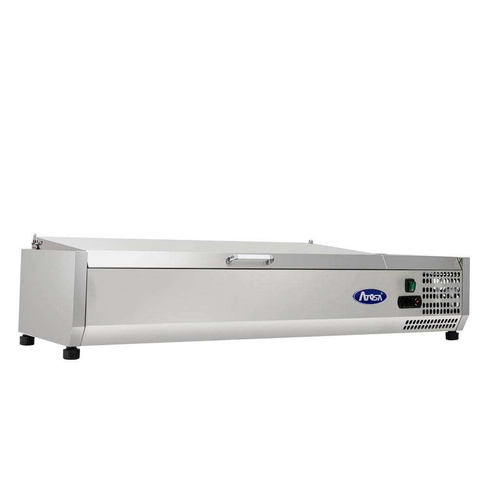 Atosa MSCT 48 10 Stainless Steel Commercial Refrigerated Countertop Prep Station with 1.5 Cu.Ft. Capacity - Perfect for Restaurants, Delis & Bakery Food Display & Storage