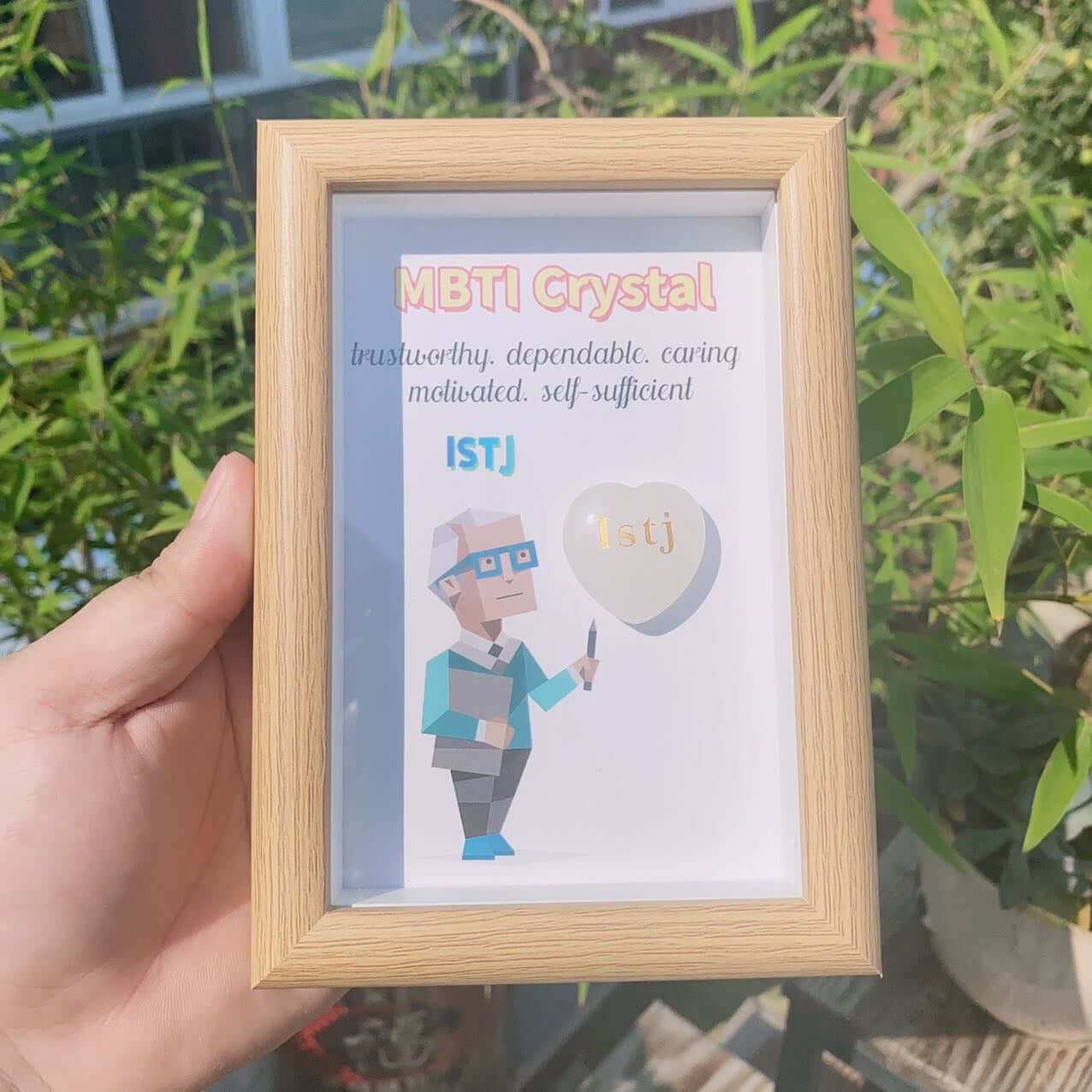 MBTI Personality Crystal Frame - Spiritual Healing Gift for Self-Care & Meditation | Perfect for Office Desk Decor, Yoga Room, and Mindfulness Practice (KV001)