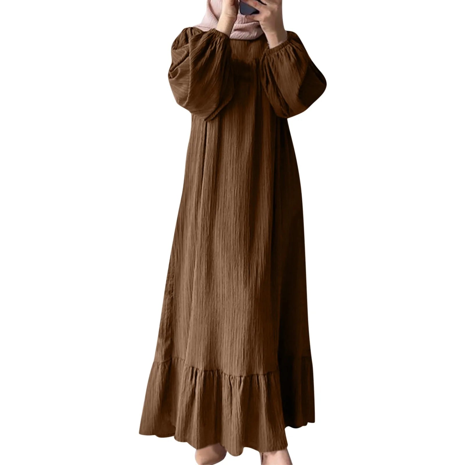 Elegant Balloon Sleeve Modest Abaya Dress for Women - Perfect for Prayer, Special Occasions & Everyday Wear