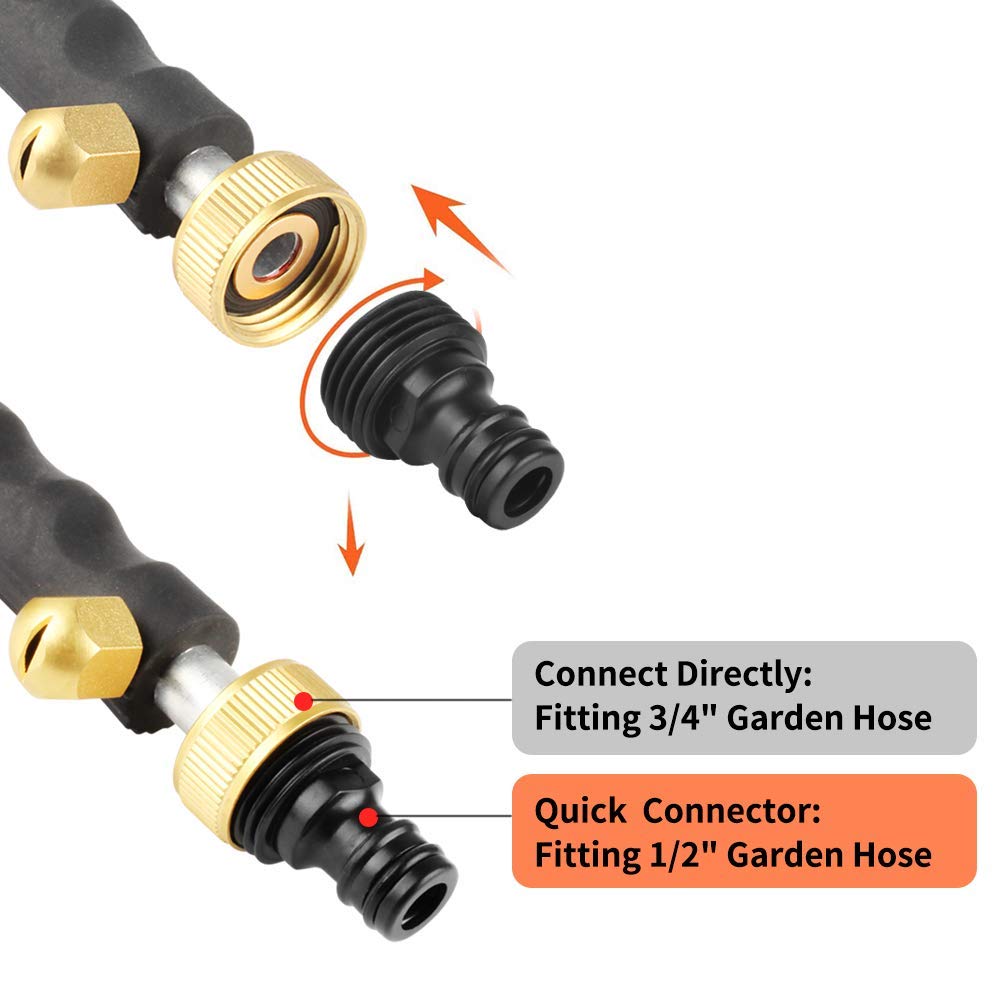 Hydro Jet High Pressure Power Washer Wand - 2 Nozzle Portable Water Gun Attachment for Garden Hose | Heavy Duty Pressure Washer for Car, Patio, Driveway & Outdoor Cleaning | Ideal for Washing Vehicles, Decks & Home Exteriors