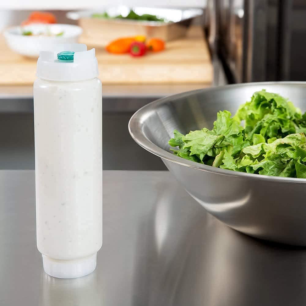 12 Pack FIFO Refillable Squeeze Bottles (16 oz) - 4 Green, 4 Yellow, 4 Blue with Small Valve Tips | No Drip Self-Sealing Dispensers for Sauces, Condiments, Batter & Dressings | Perfect for Restaurants, Catering & Home Kitchen Use