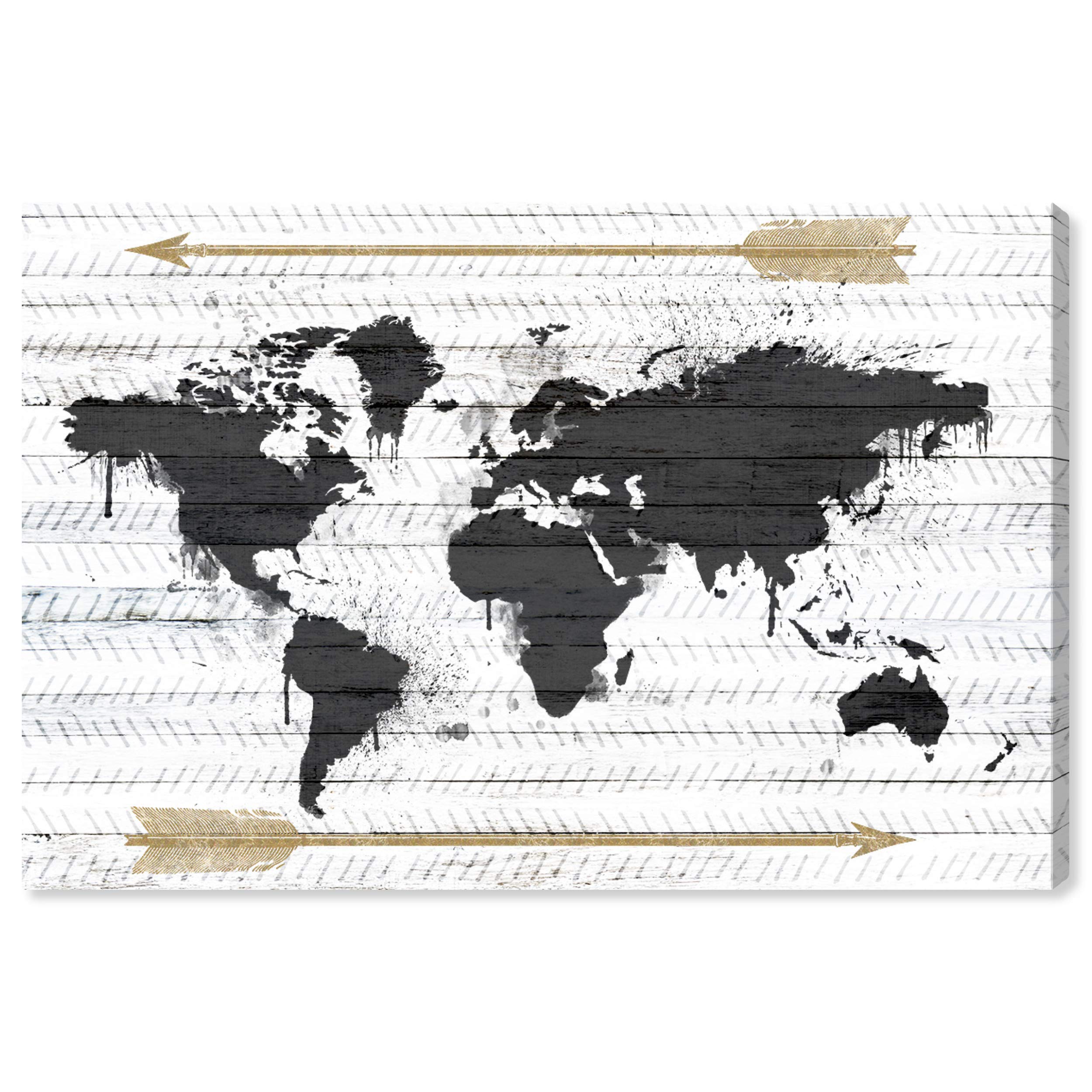 Oliver Gal Artist Co. World Map Wall Art Canvas Print - Boho Arrows Decor, 36x24 Inches, Black & White - Perfect for Living Room, Bedroom, or Office Décor