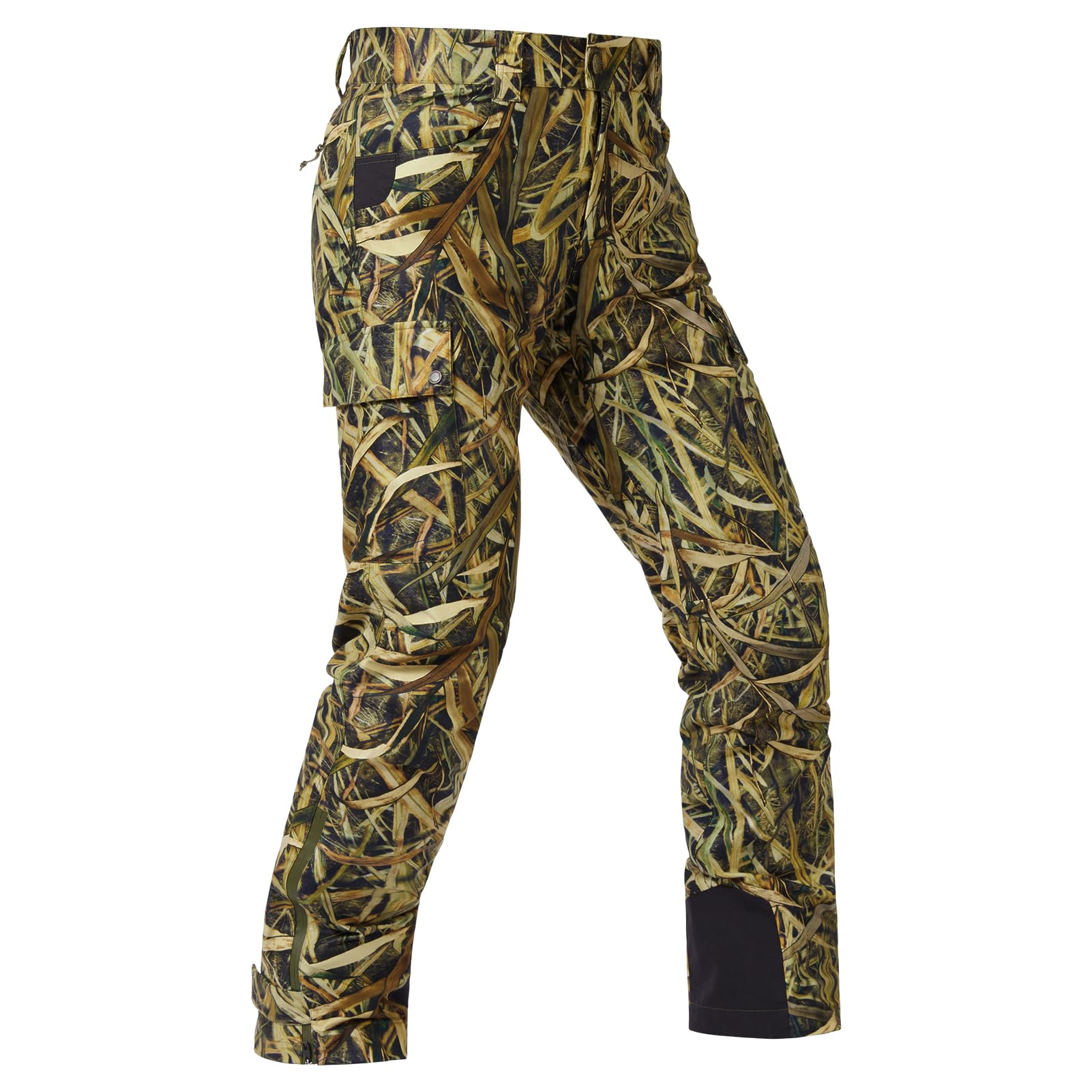 Bassdash Men's Waterproof Breathable Hunting Pants - Silent Outer Fabric for Fishing, Turkey & Upland Hunting - Durable Outdoor Camo Pants for Hiking, Camping & Wilderness Adventures