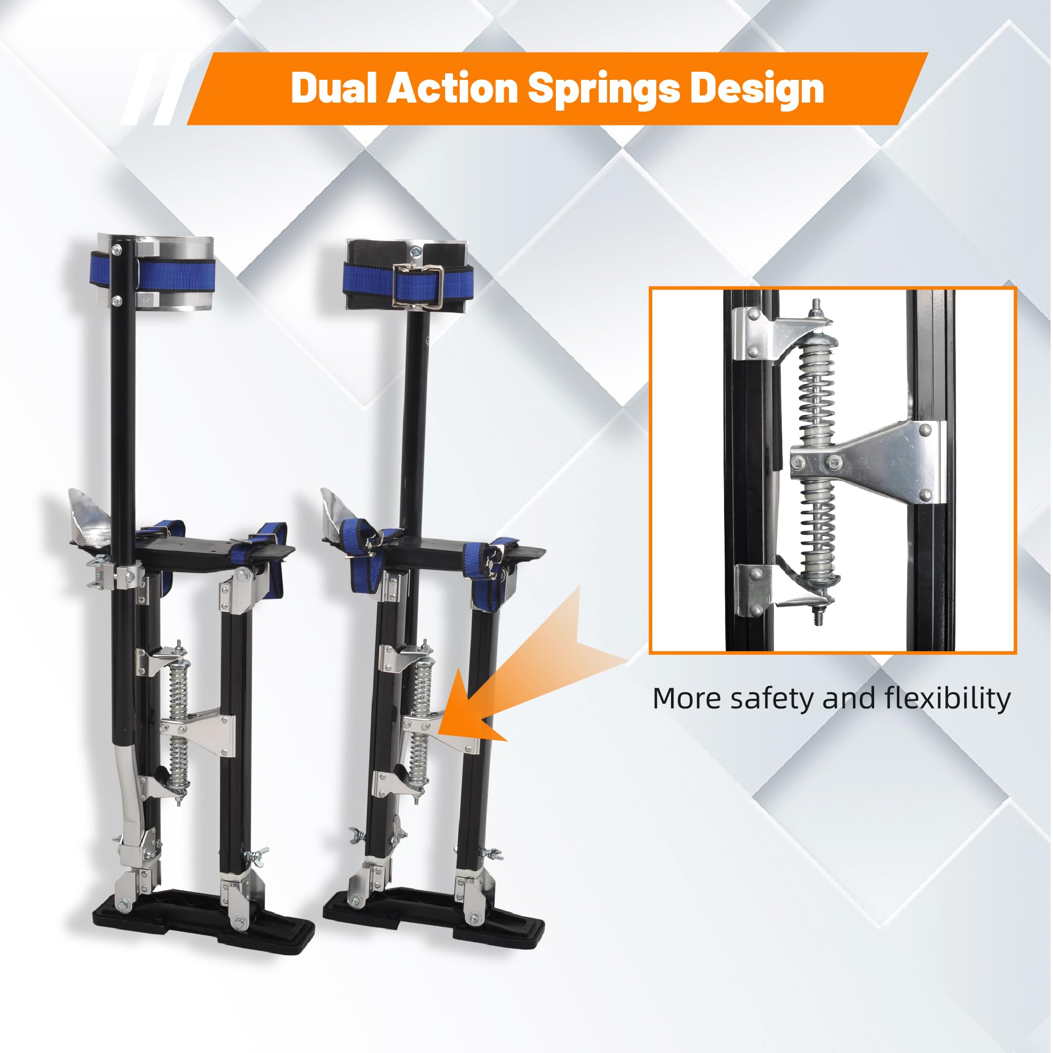 Adjustable Drywall Stilts for Adults 18-30 Inch Height - Lightweight Aluminum Painting Stilts for Professional Painters & Contractors - Perfect for Ceiling Work, Wall Painting & Construction Projects - Black
