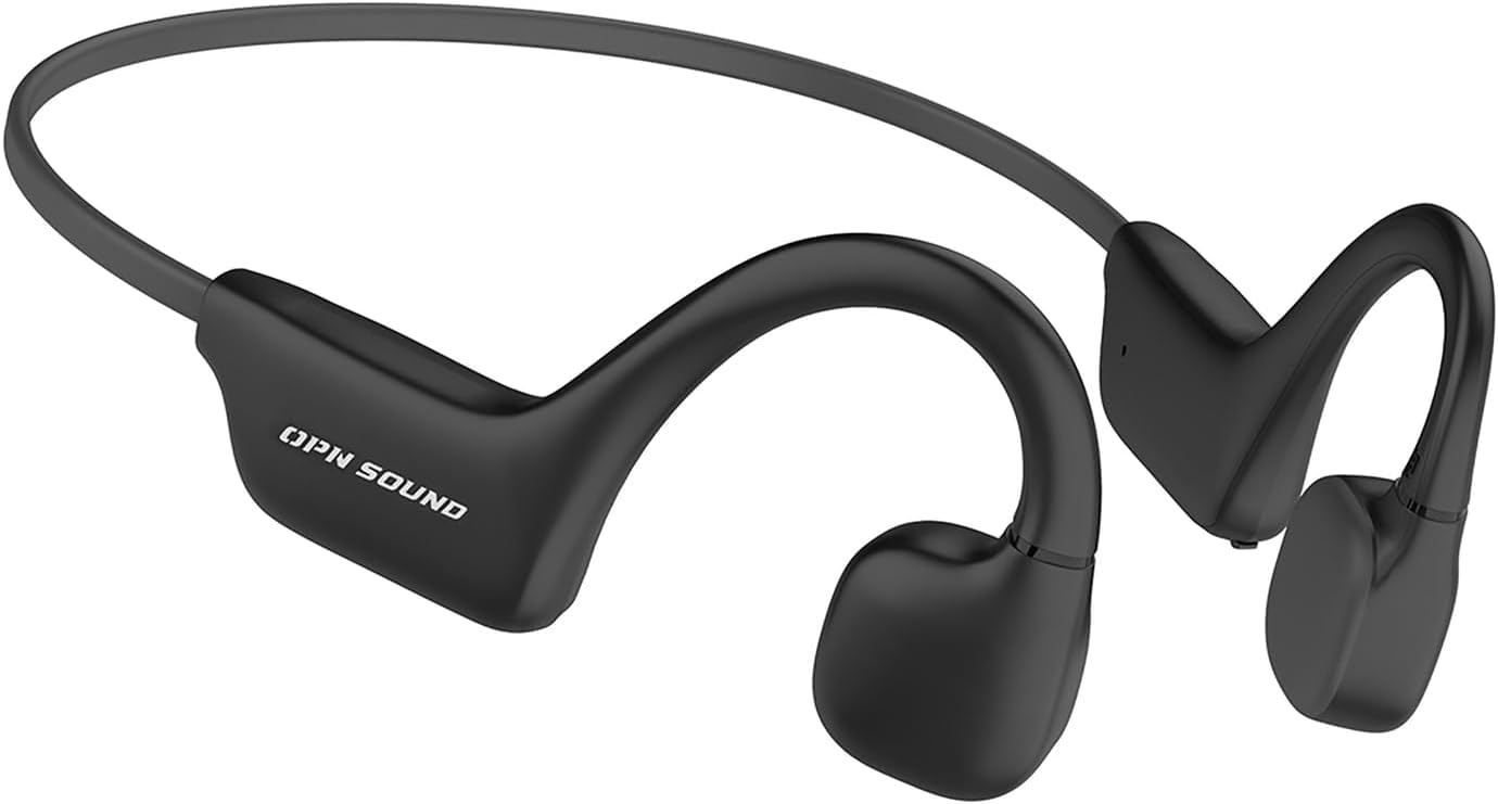 Osso Bluetooth Bone Conduction Headphones with Built-in Mic - Wireless Open-Ear Headset for Running, Cycling & Workouts (Black) - Sweatproof Sport Earphones for Gym, Jogging & Outdoor Activities