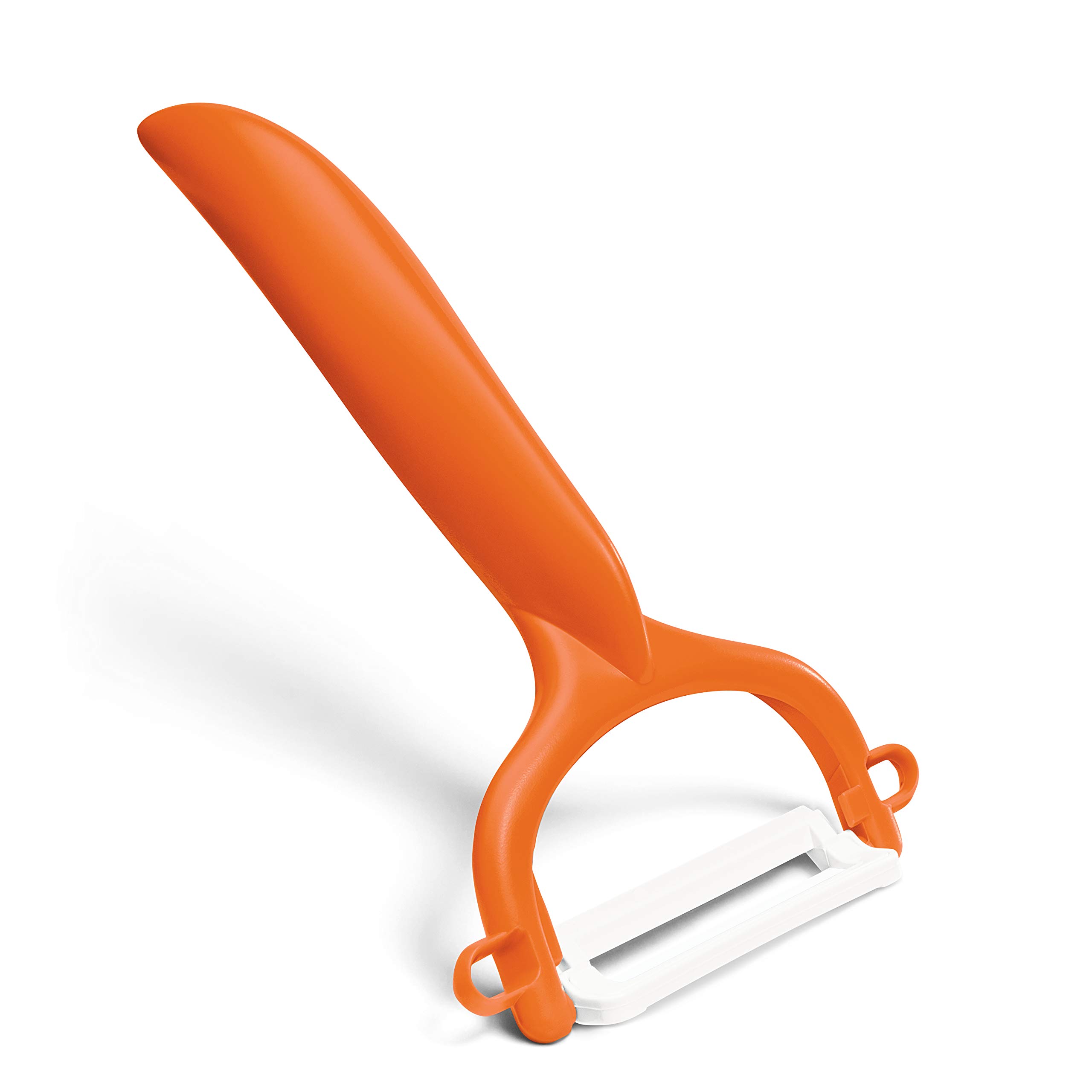 Kyocera Ceramic Horizontal Y Peeler - Sharp & Durable Orange Vegetable Peeler for Effortless Peeling - Perfect for Potatoes, Carrots, and Fruits