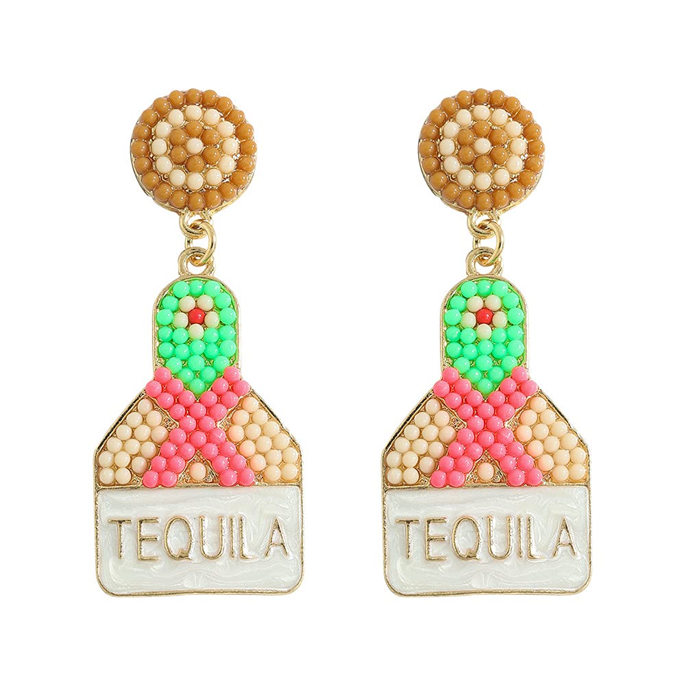 Handmade Crystal Beaded Champagne Bottle Drop Earrings - Elegant Dangle Statement Jewelry for Women & Girls | Perfect for Weddings, Parties & Holiday Celebrations