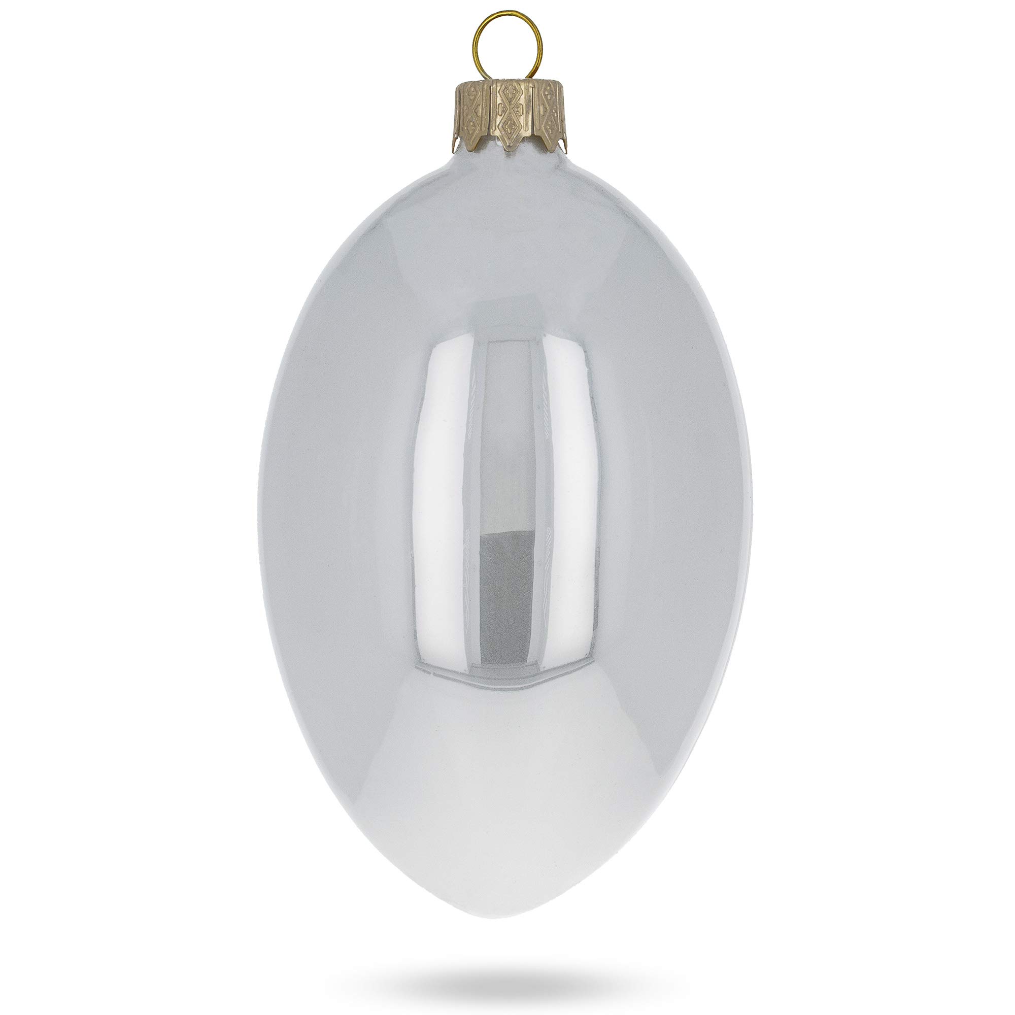 Set of 6 White Glossy Glass Easter Egg Decorations - 4 Inch Holiday Ornaments for Christmas Tree, Easter Basket Fillers, Spring Home Decor & Party Centerpieces