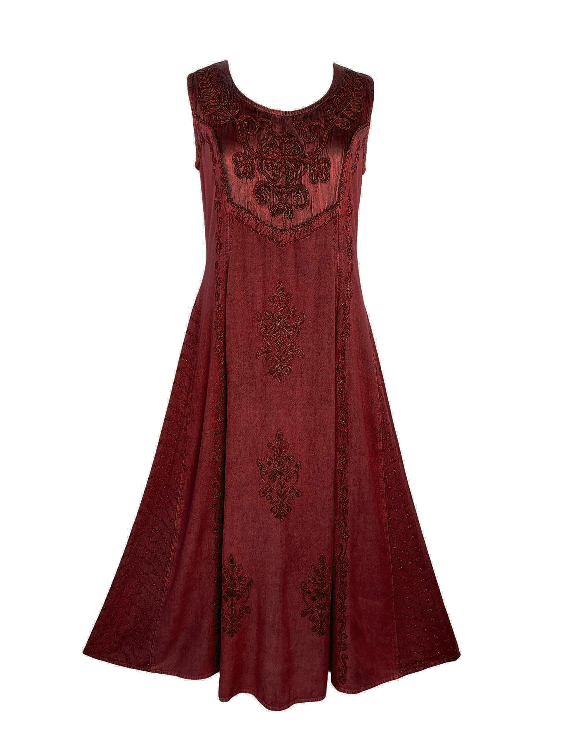 Agan Traders Women's 2025 Spring Summer Sleeveless Embroidered Maxi Dress - Flowy Long Sun Dress Gown for Beach Vacation, Wedding Guest, Party & Casual Wear