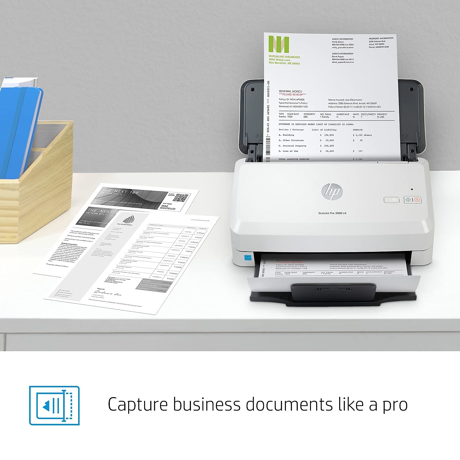 HP ScanJet Pro 3000 s4 (6FW07A) 40ppm High-Speed USB 3.0 Color Duplex Document Scanner with 50-Page ADF - Scan Documents, Photos, Receipts & Business Cards - Perfect for Office, Home & Small Business Use with Included TWAIN/ISIS Drivers