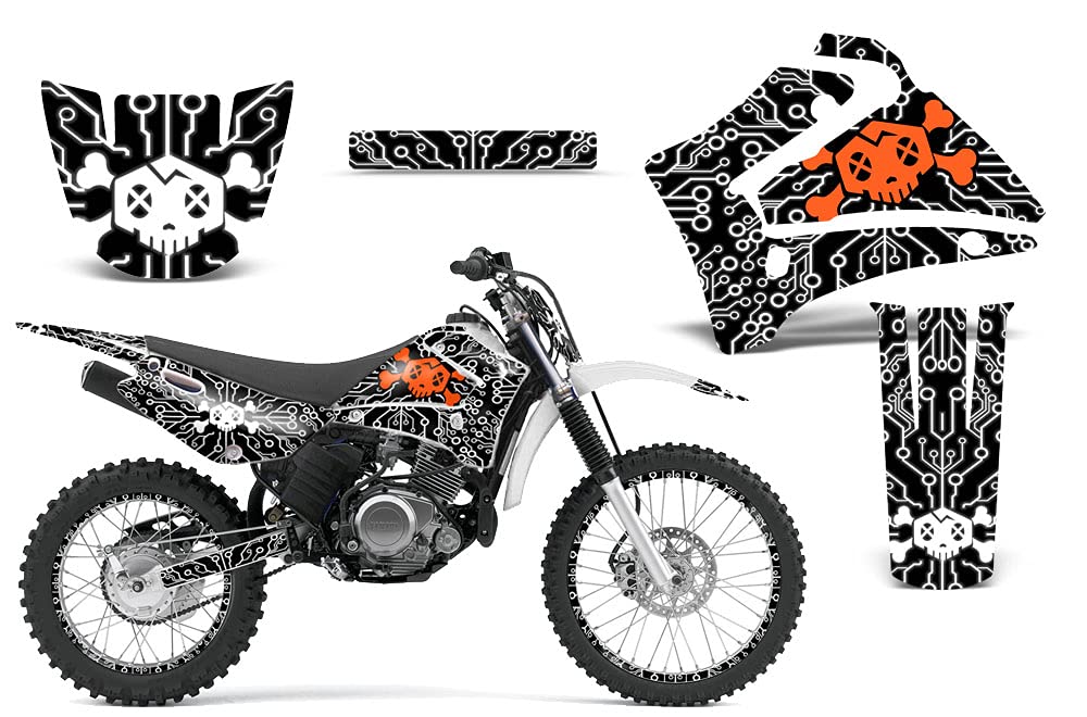MX Dirt Bike Graphics Kit with Number Plates & Rim Trim Stickers - Compatible with Yamaha TTR125 2000-2007 - Circuit White Design - Perfect for Motocross Racing & Off-Road Bike Customization
