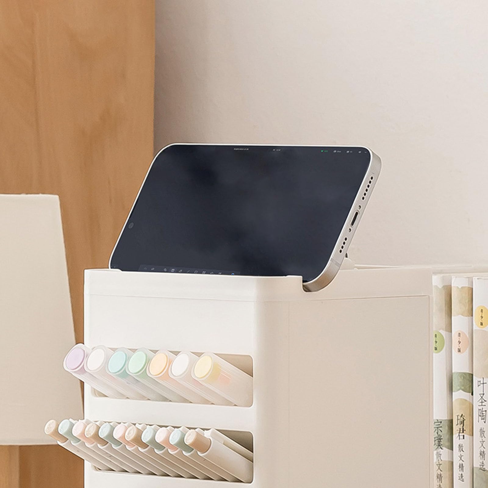 AJOIDR Rotating Desk Organizer with 11 Compartments - Perfect for Office & Art Supplies Storage