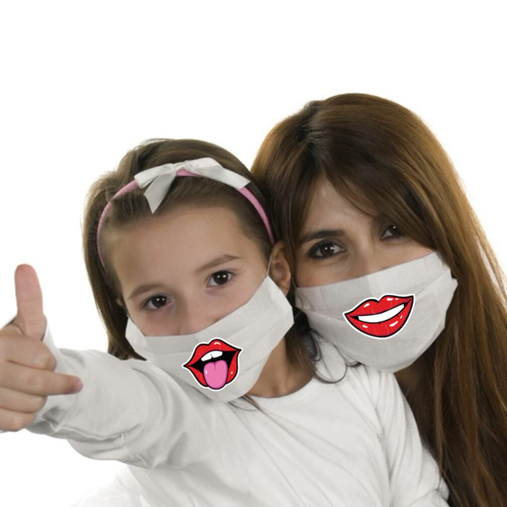 EXCLUZO 80Pcs Smile Face Stickers - Red Lips & Smiley Decals for Men, Women & Kids - Perfect for Service Industry, Parties & Social Events