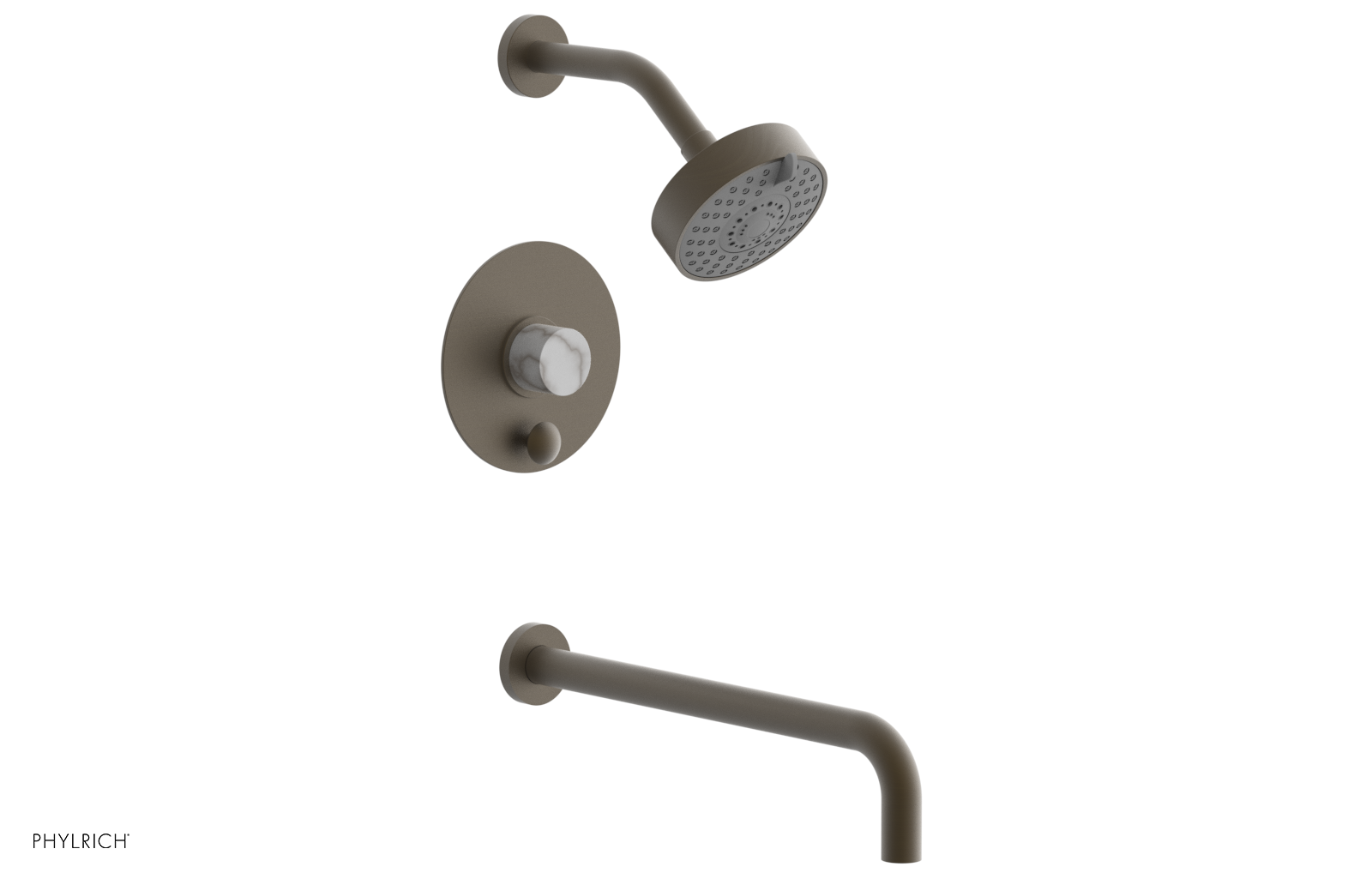 BASIC II 14 Pressure Balance Tub and Shower Faucet Set - White Marble Finish for Bathroom & Shower Installation (Model 230 28 14) | Perfect for Modern Home Renovation & Spa-Like Experience