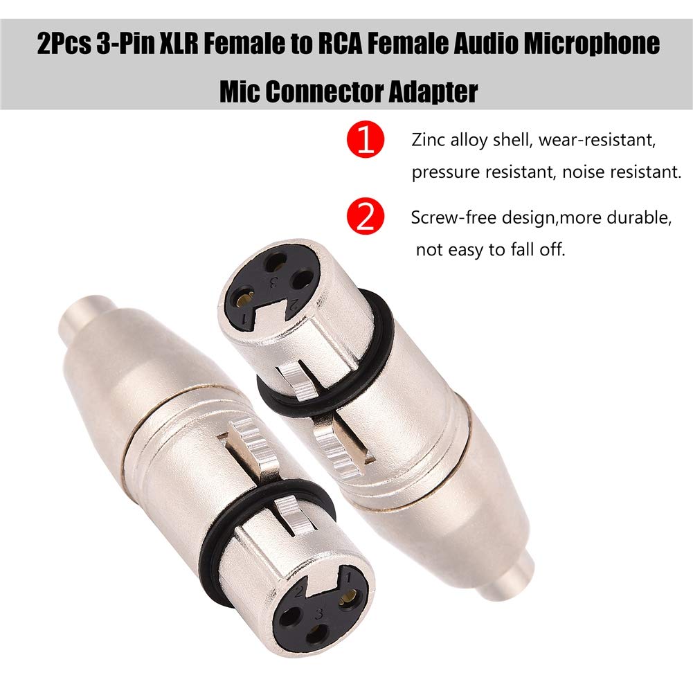 Sanpyl 2-Pack XLR 3-Pin Female to Female Audio Connector Adapter - Professional Microphone & Guitar Cable Adapter for Musicians, DJs, and Studio Equipment - Perfect for Live Performances and Recording Sessions