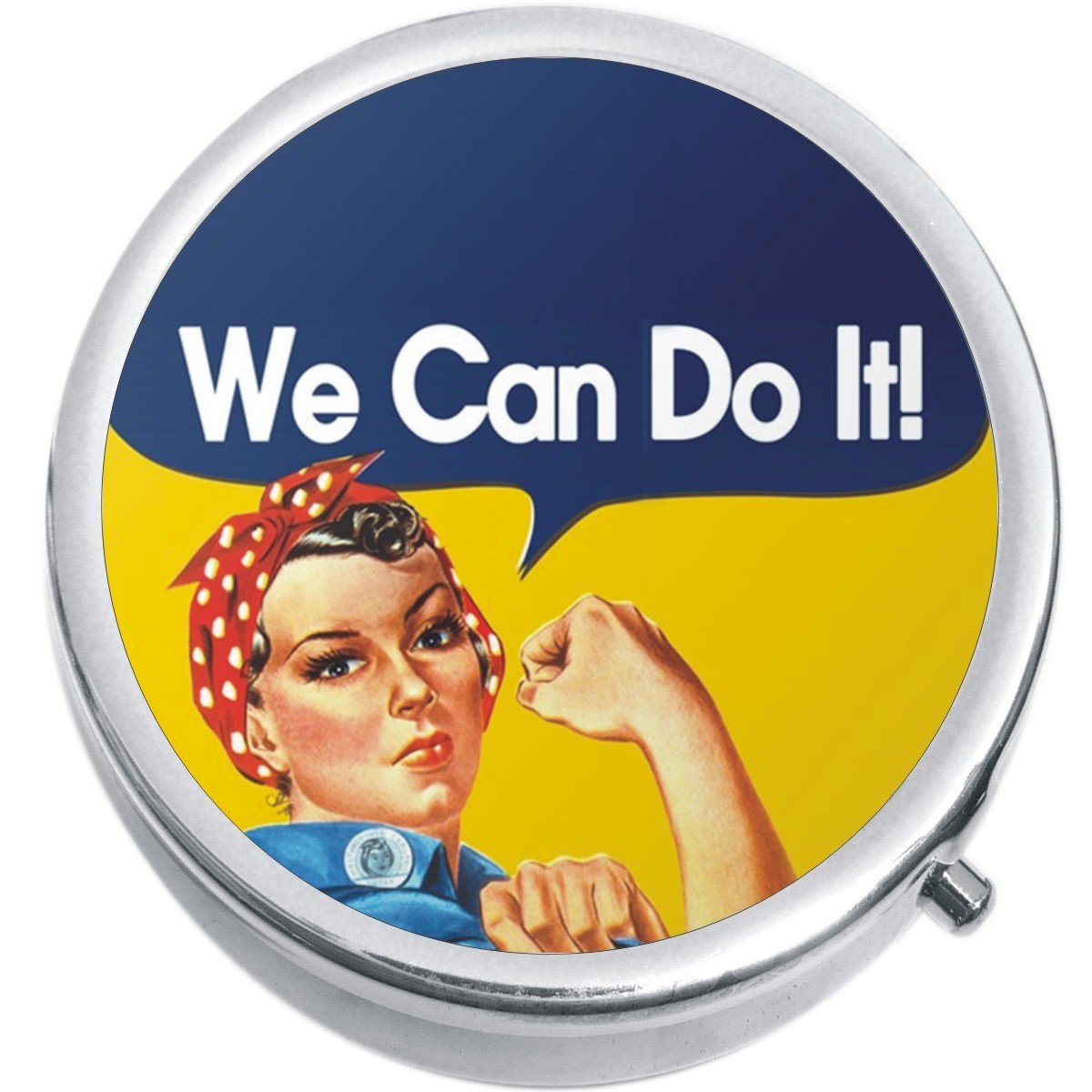 We Can Do It Medicine Vitamin Compact Pill Box - Portable Travel Organizer for Pills, Vitamins, and Supplements | Perfect for Daily Use, Travel, and Outdoor Activities