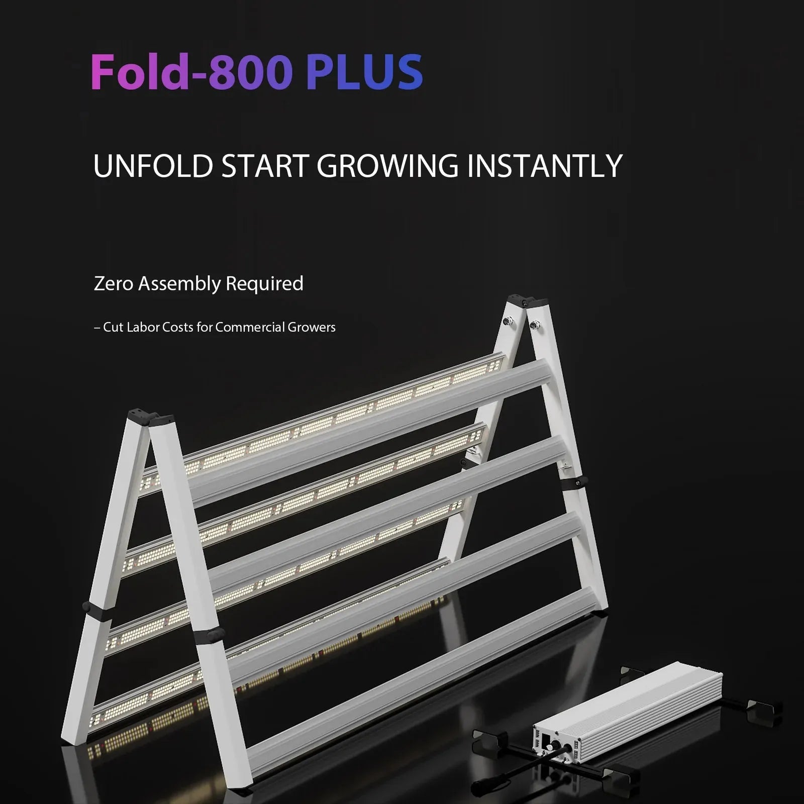 Medic Grow Fold 800 Plus Full Spectrum LED Grow Light for Indoor Plants - High Efficiency Hydroponic Greenhouse & Home Gardening Grow Light System
