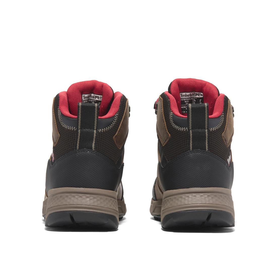 Switchback Lt 6 Inch Steel Toe Work Boots for Men - Brown/Red Safety Shoes - OSHA Compliant Work Boots for Construction, Warehouse & Outdoor Jobs