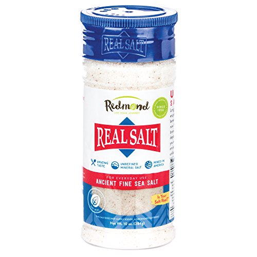 Redmond Real Sea Salt - Natural Unrefined Gluten-Free Fine Grain Salt, 10oz Shaker (1 Pack) - Perfect for Cooking, Baking & Seasoning Dishes