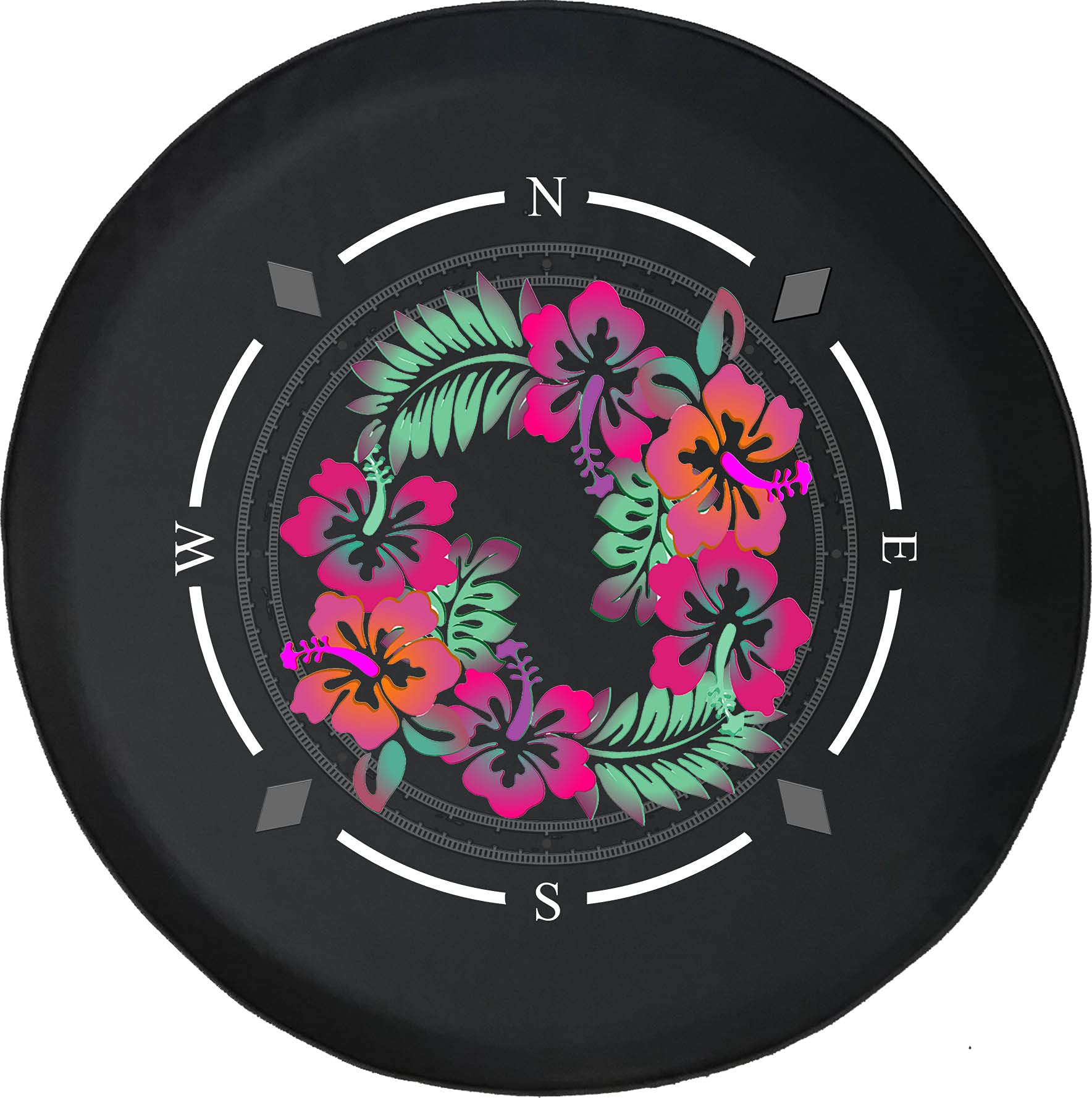 American Unlimited Spare Tire Cover with Compass Design - Pink Floral Nature Garden Pattern - Universal Fit for SUV, Trailer, RV & Most Vehicles | Waterproof Outdoor Accessory for Camping, Road Trips & Off-Road Adventures