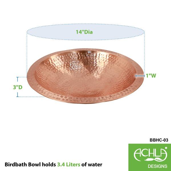 Handmade Hammered Solid Copper Birdbath for Garden - Outdoor Decorative Bird Bath with Rustic Patina Finish - Perfect for Attracting Birds to Your Backyard, Patio or Garden Decor